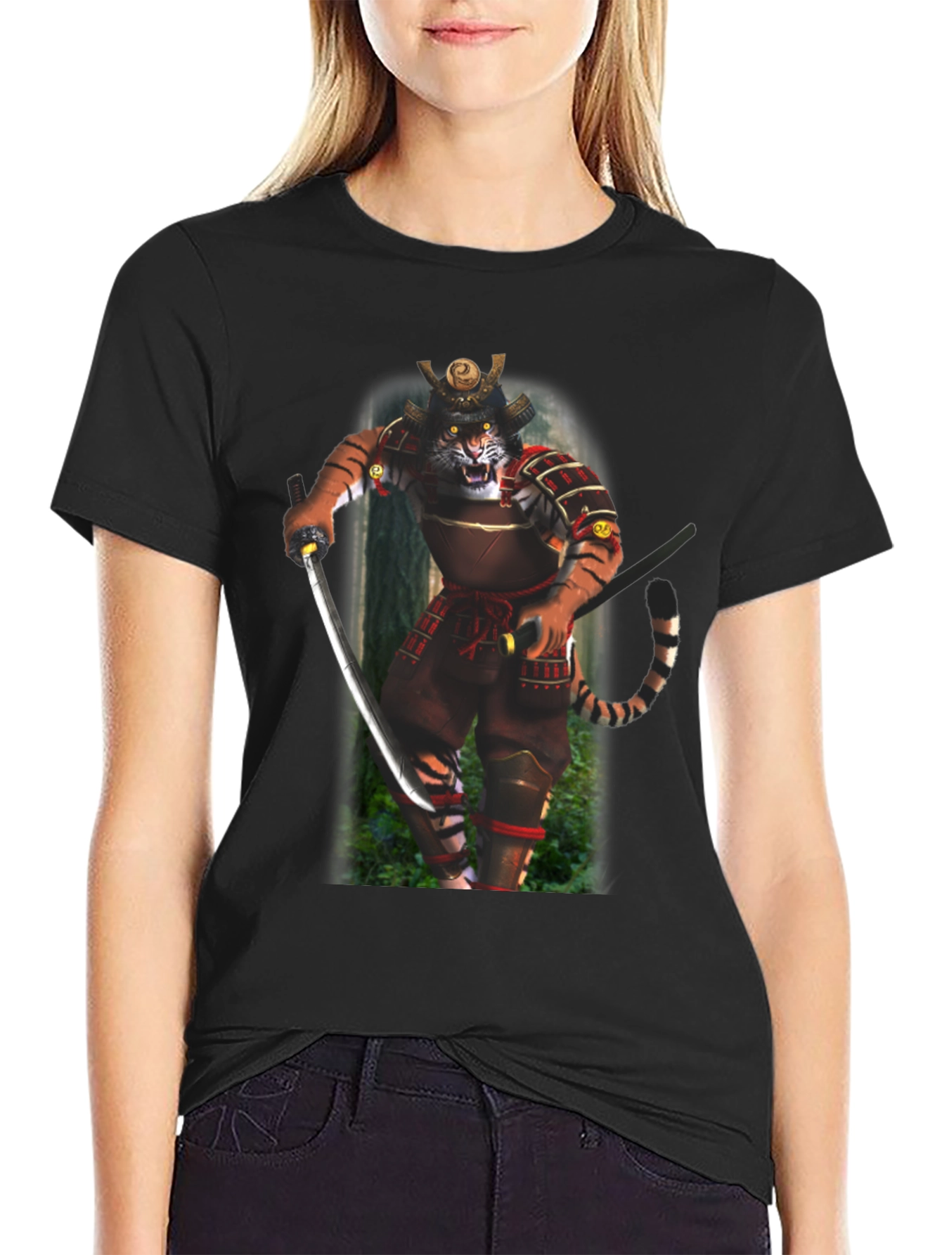 Samurai Tiger Graphic T-Shirt - Black