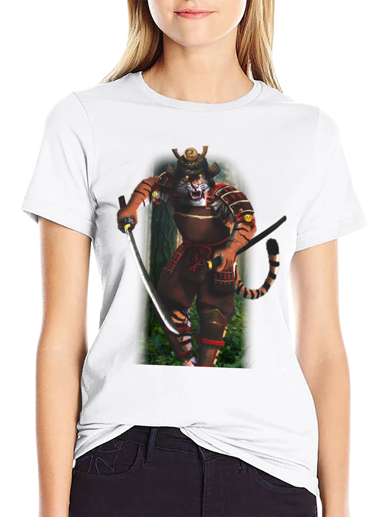 Samurai Tiger Graphic T-Shirt - Black