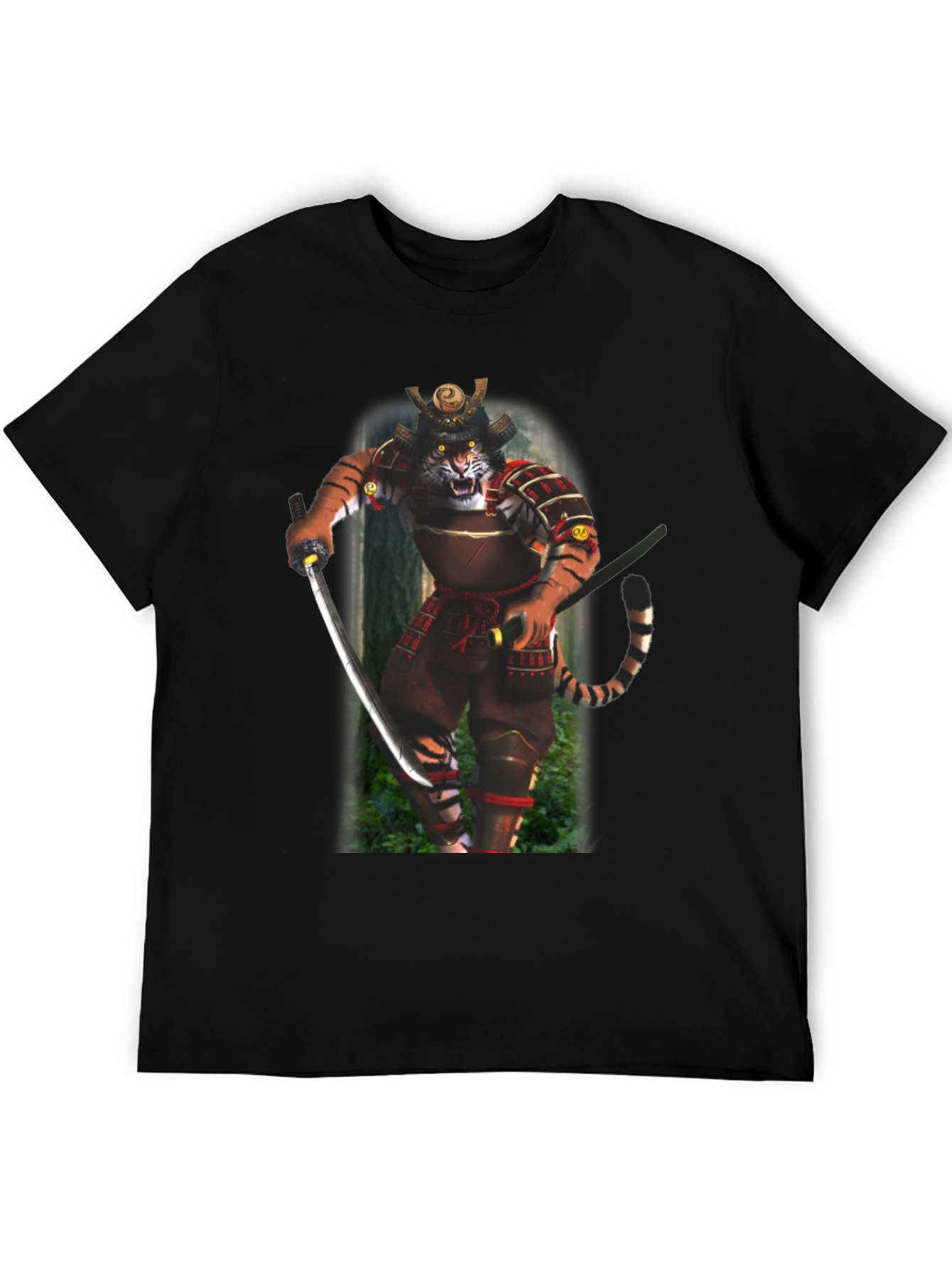 Samurai Tiger Graphic T-Shirt - Black