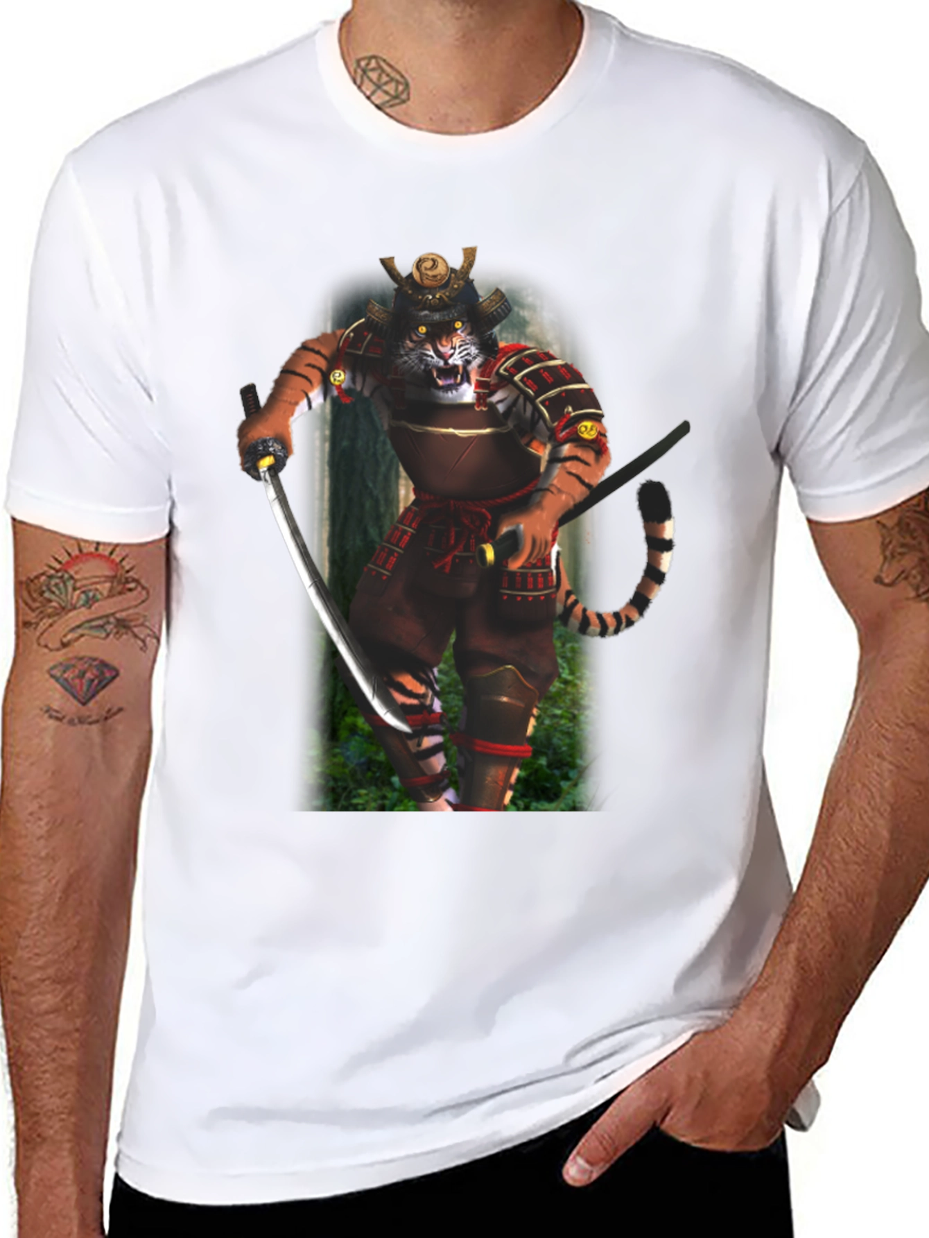 Samurai Tiger Graphic T-Shirt - Black