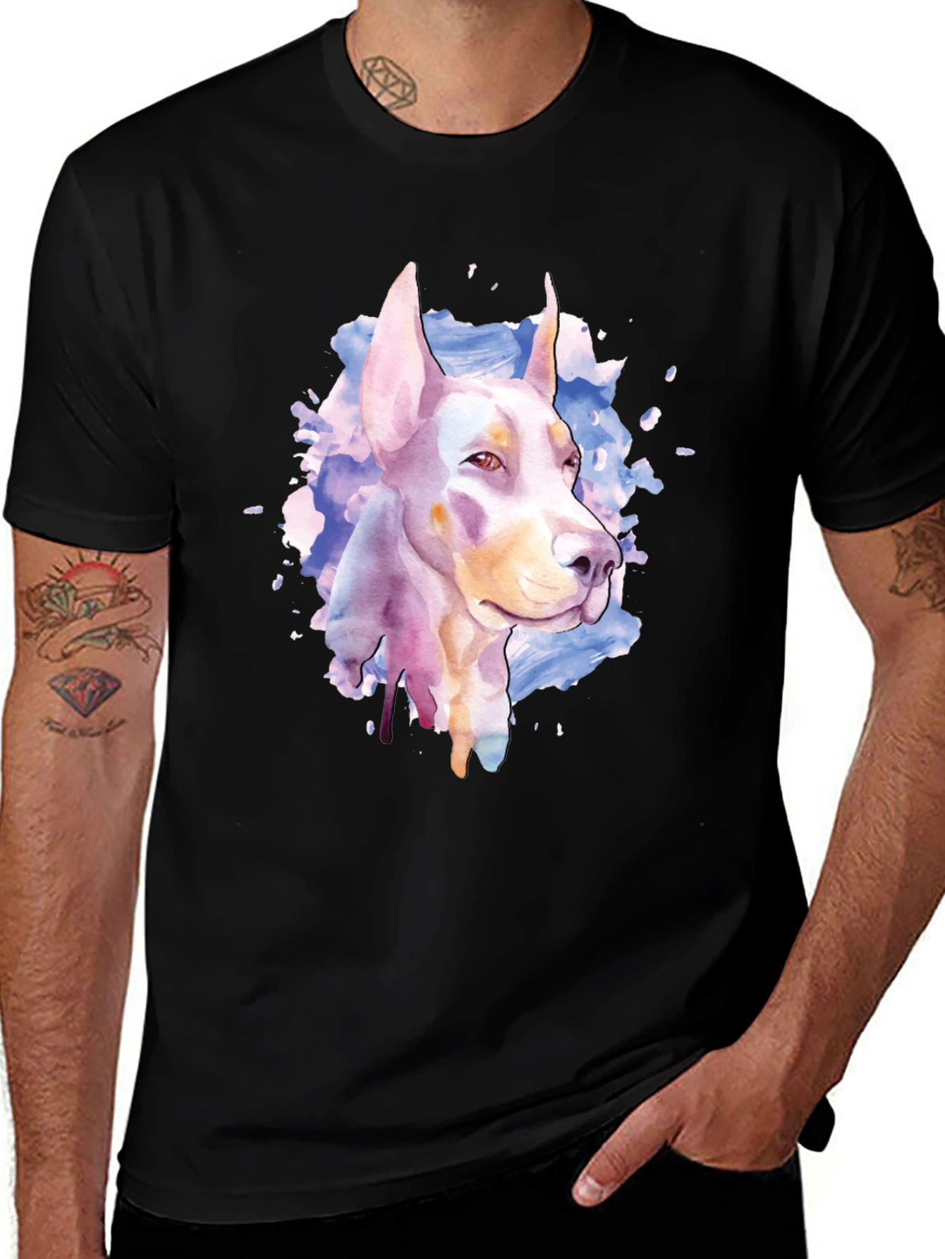 Doberman Watercolor Graphic T-Shirt