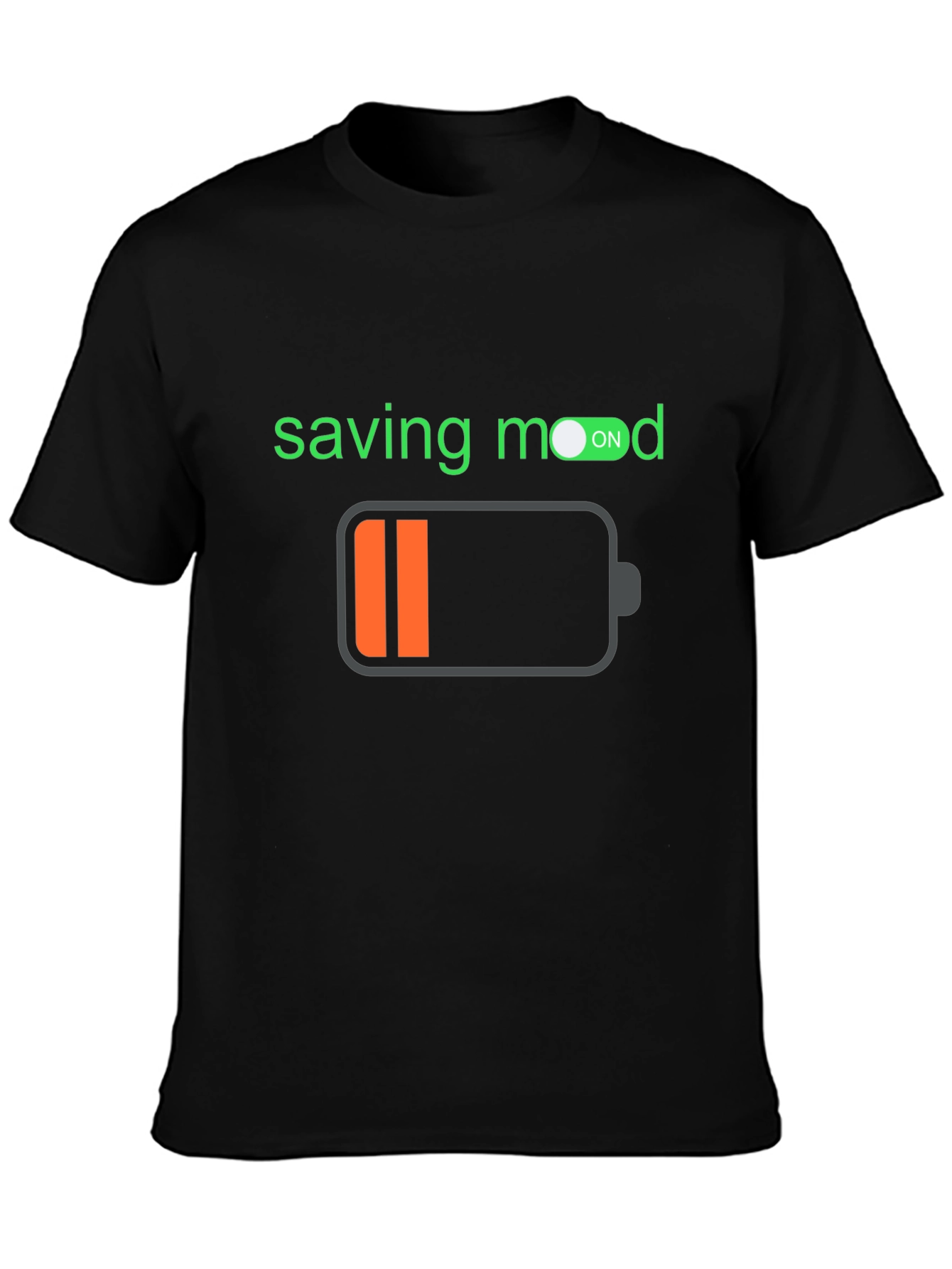 Saving Mode On Black T-Shirt
