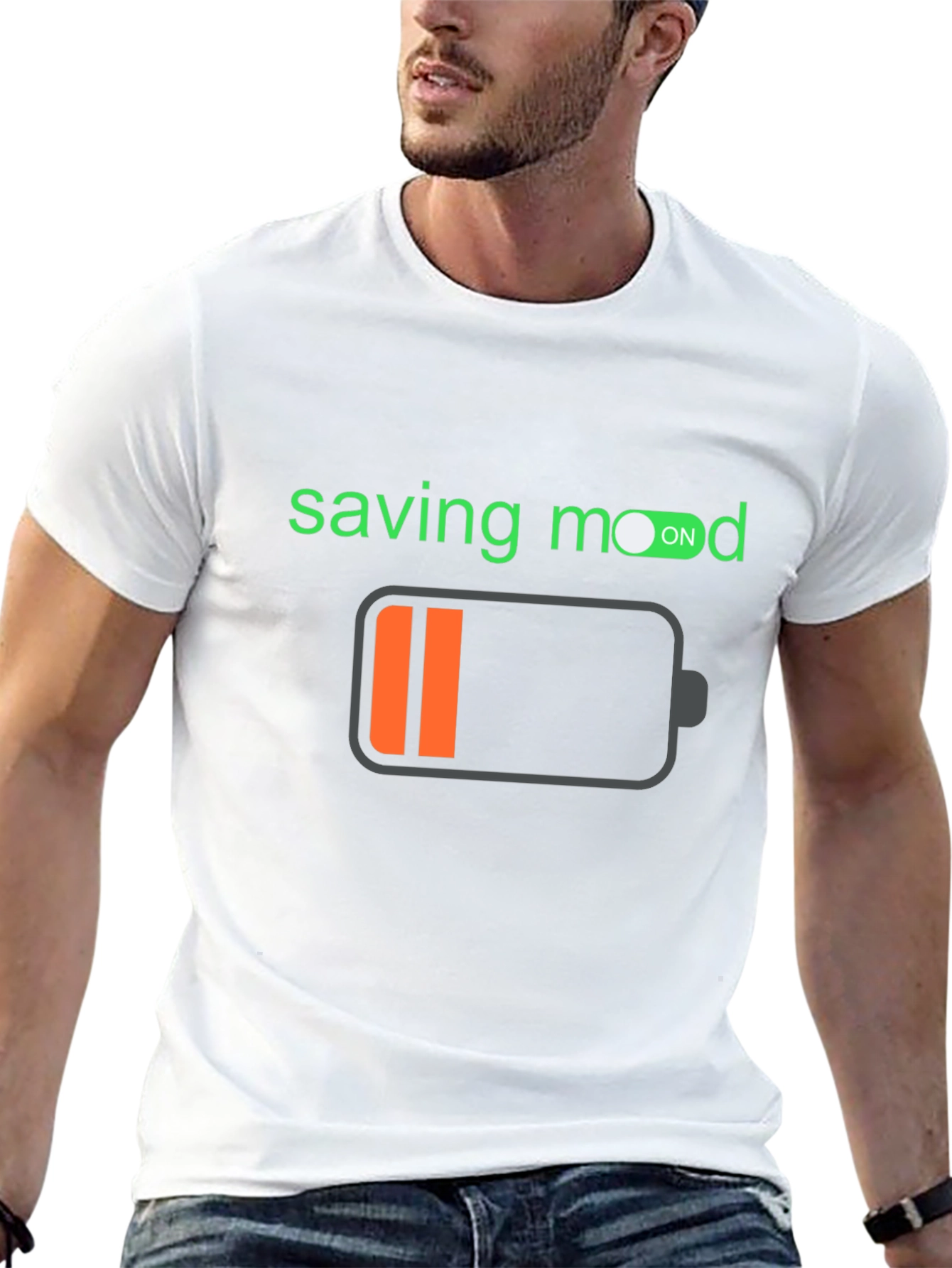 Saving Mode On Black T-Shirt