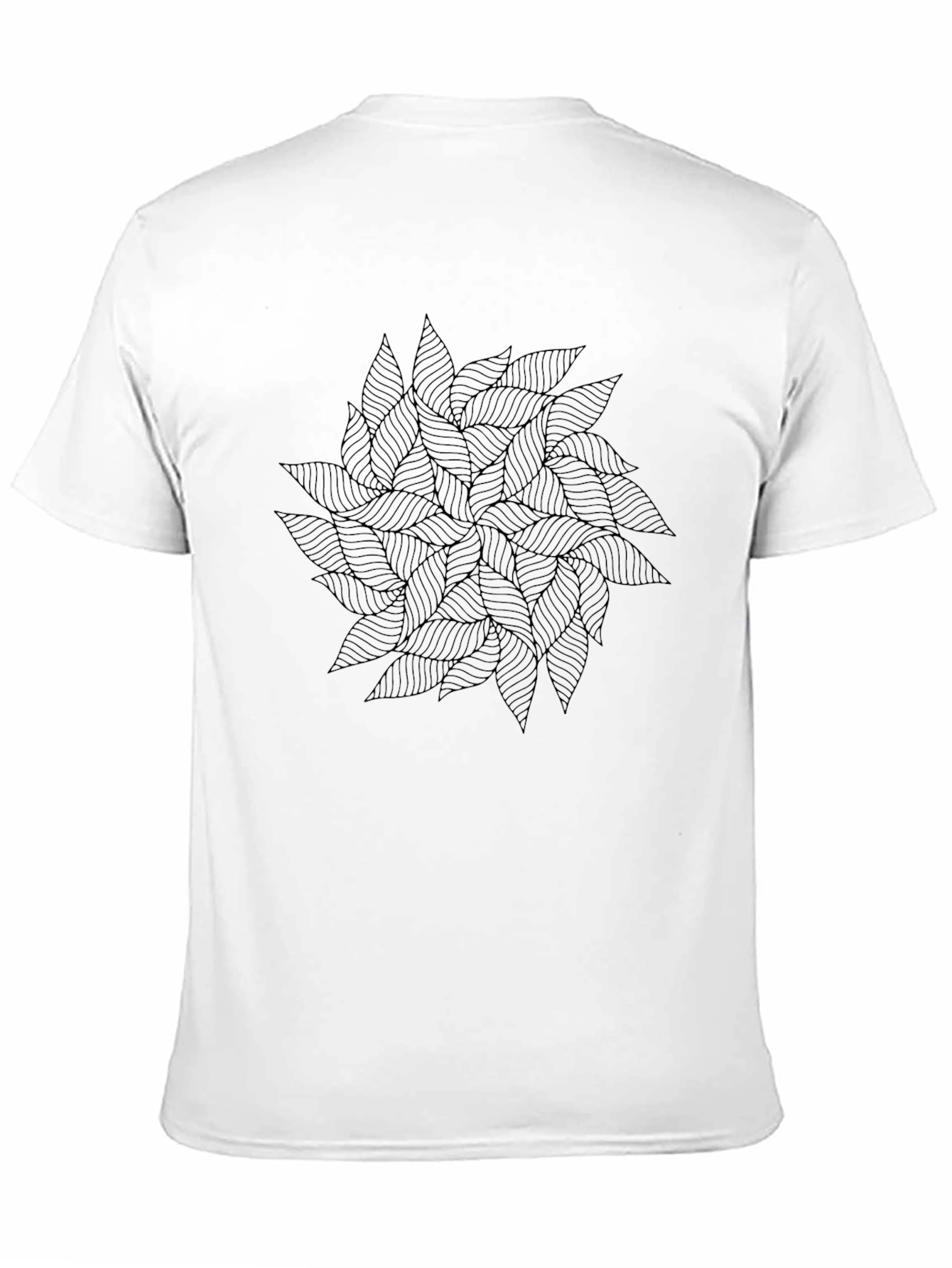 Abstract Leaf Pattern Black T-Shirt for Men