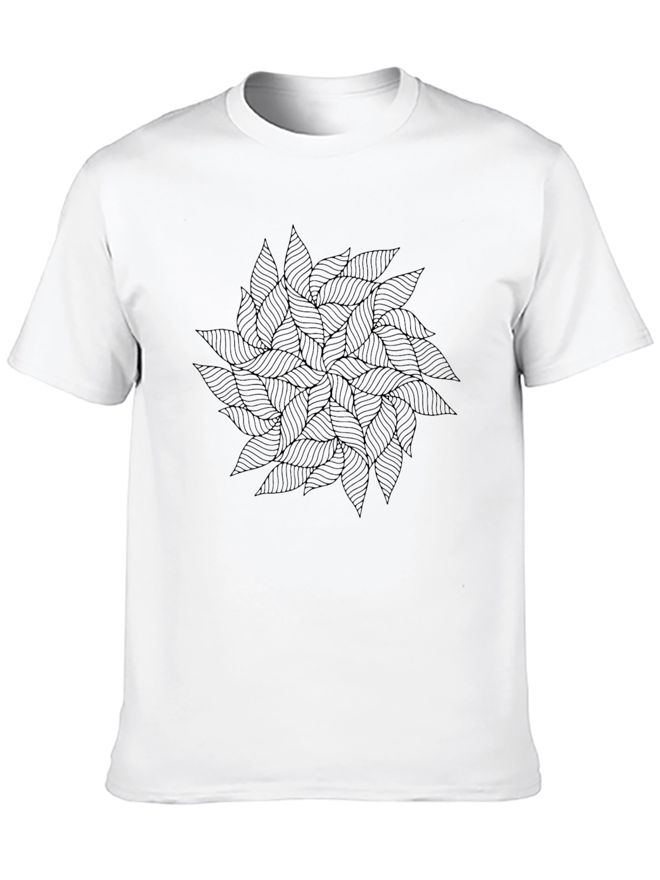 Abstract Leaf Pattern Black T-Shirt for Men