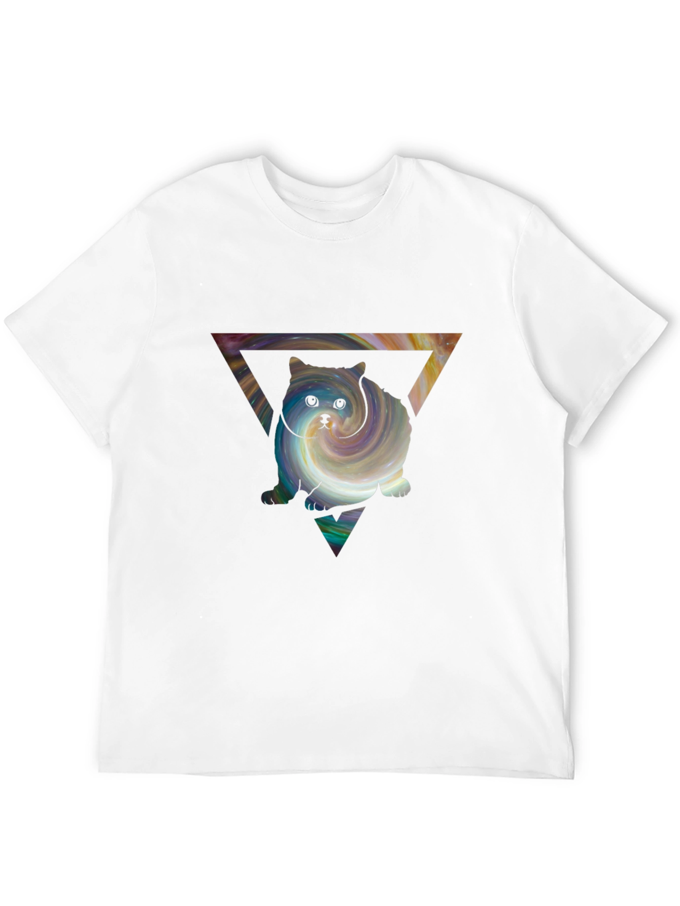Cosmic Cat in Triangle Graphic Tee - Black