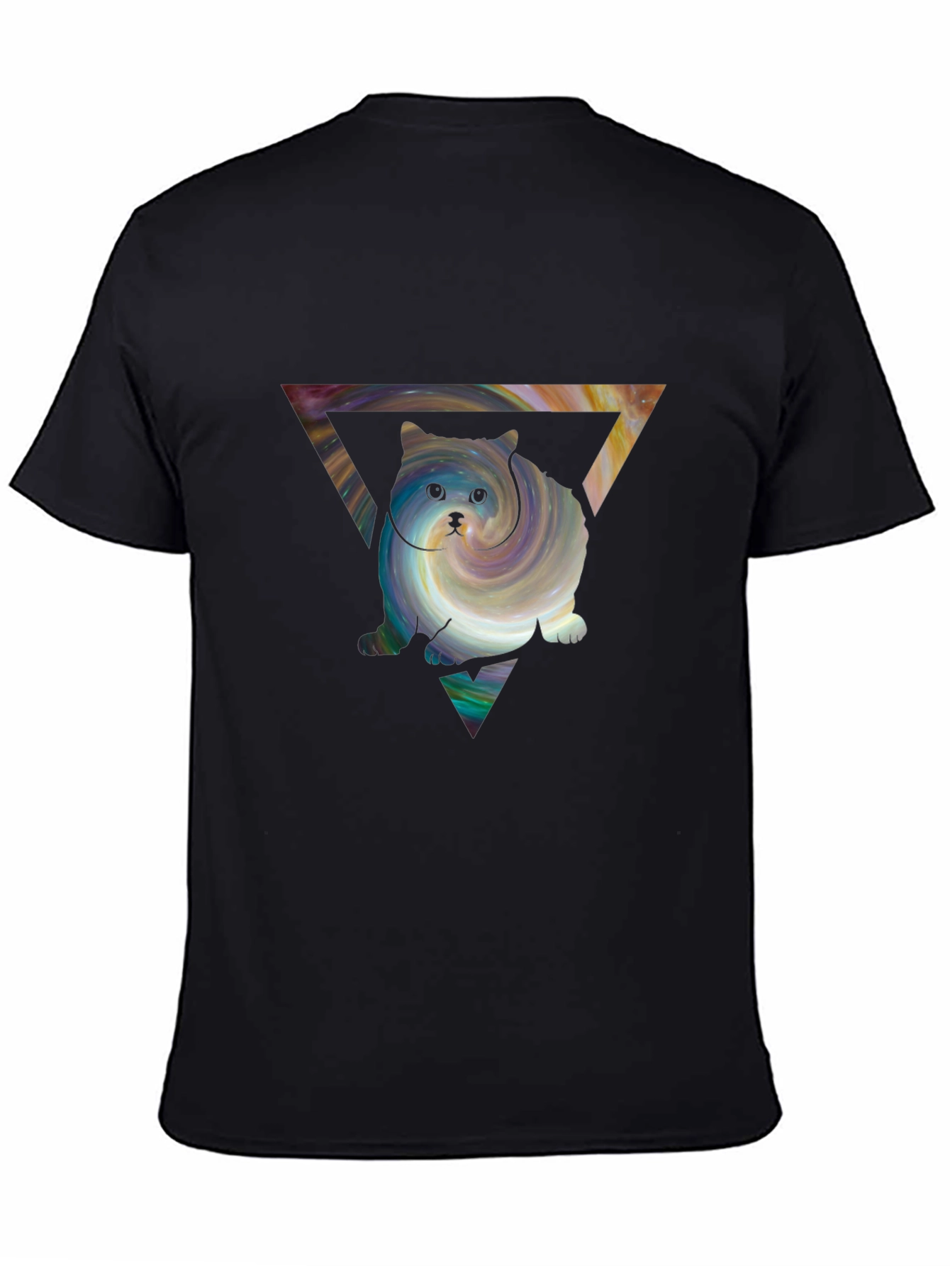 Cosmic Cat in Triangle Graphic Tee - Black
