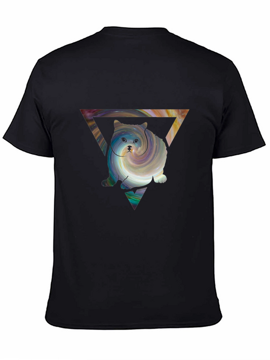 Cosmic Cat in Triangle Graphic Tee - Black