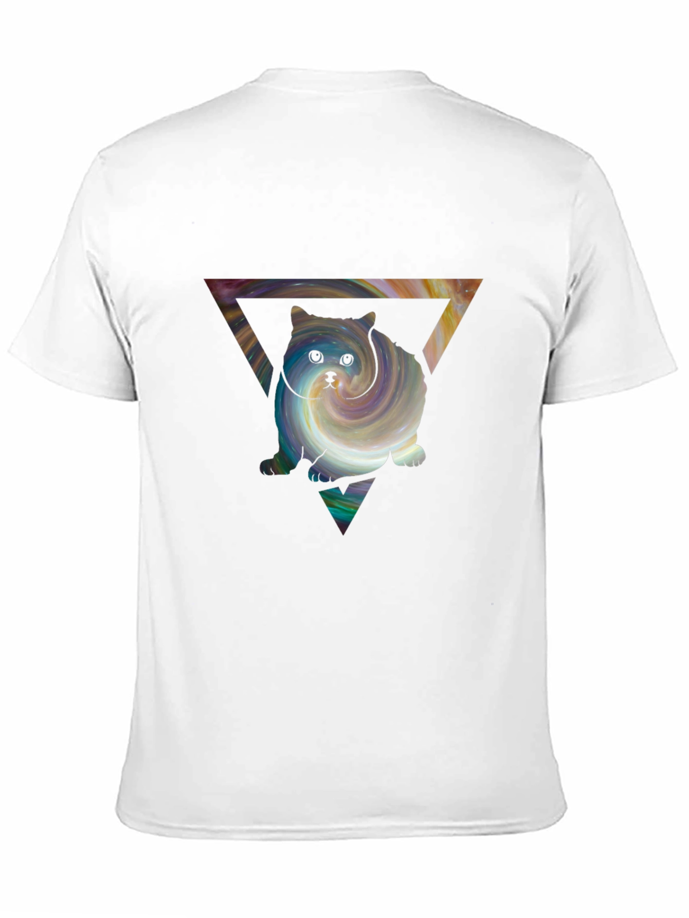 Cosmic Cat in Triangle Graphic Tee - Black