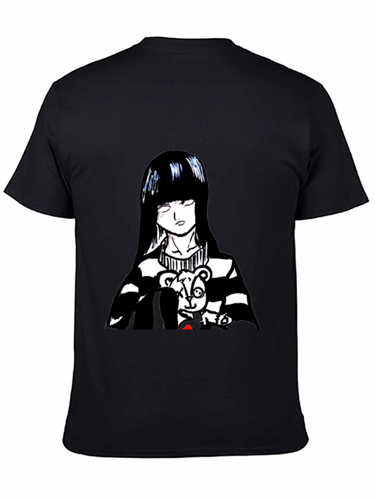 Anime Girl Graphic Tee - Black