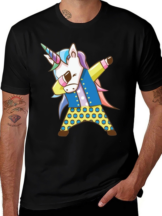 Dabbing Unicorn Graphic Tee - Black Cotton Shirt