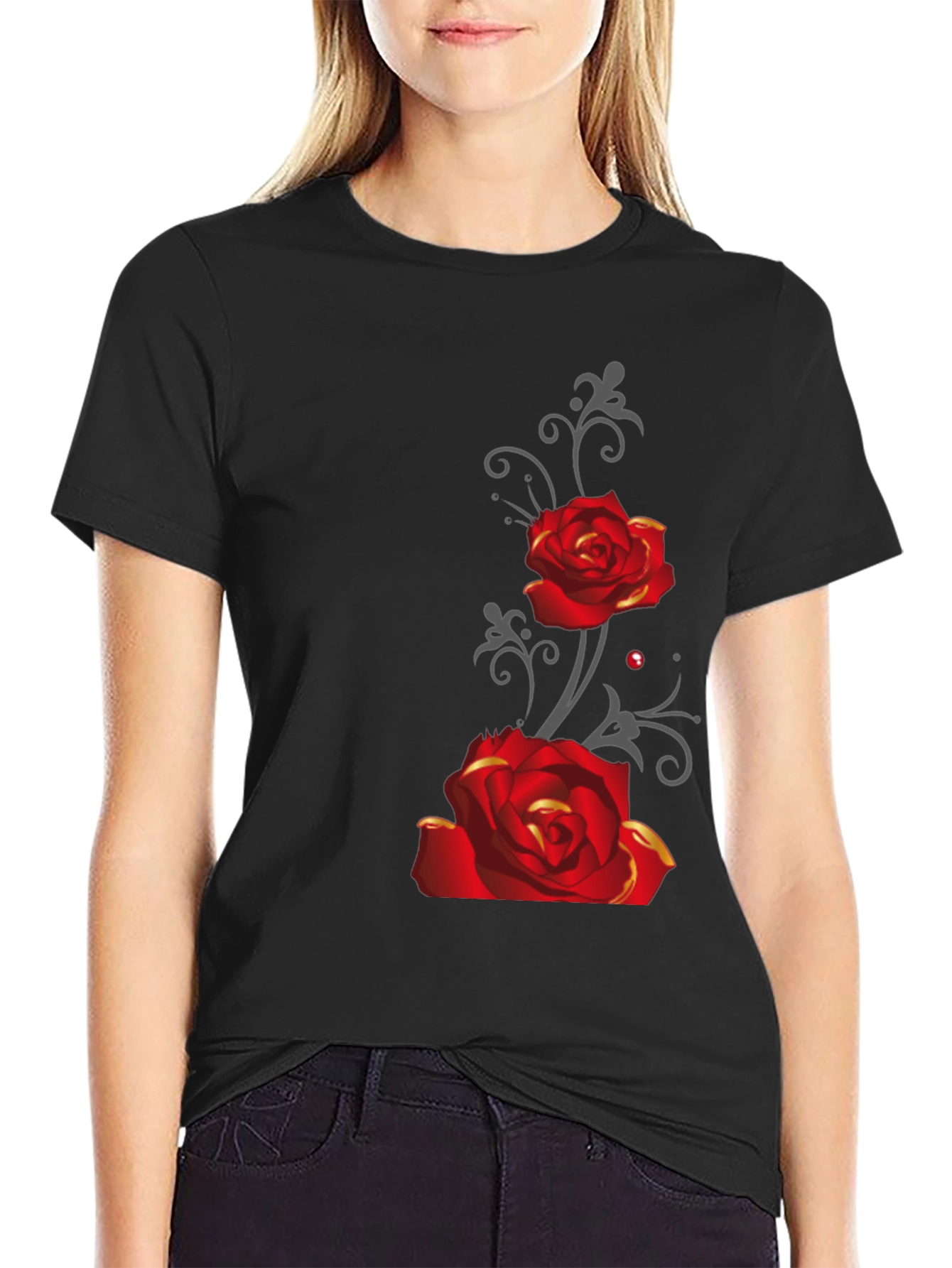 Rose Graphic Tee - Mens Black T-Shirt