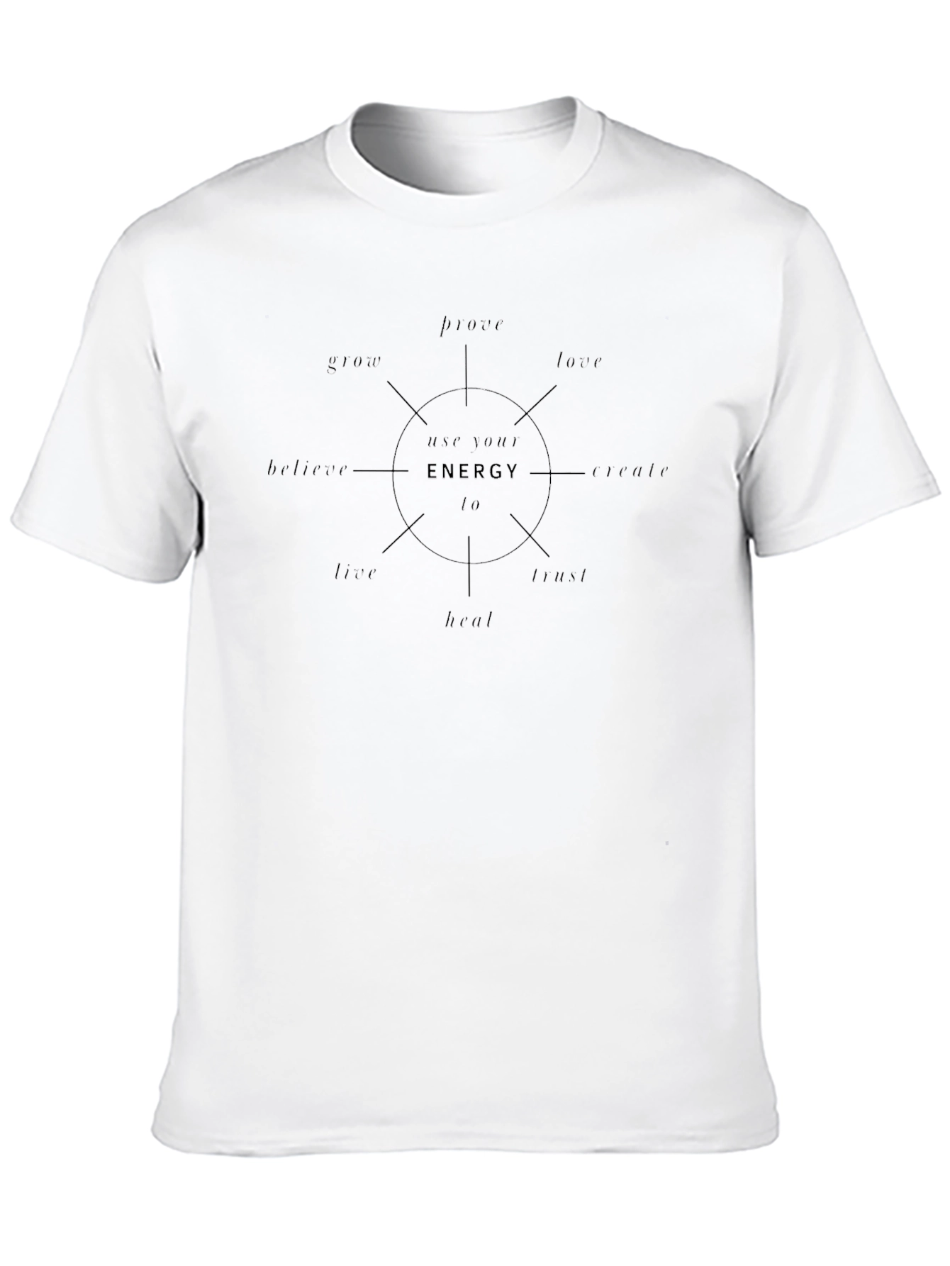 Black Crew Neck T-Shirt with Chakra Energy Graphic