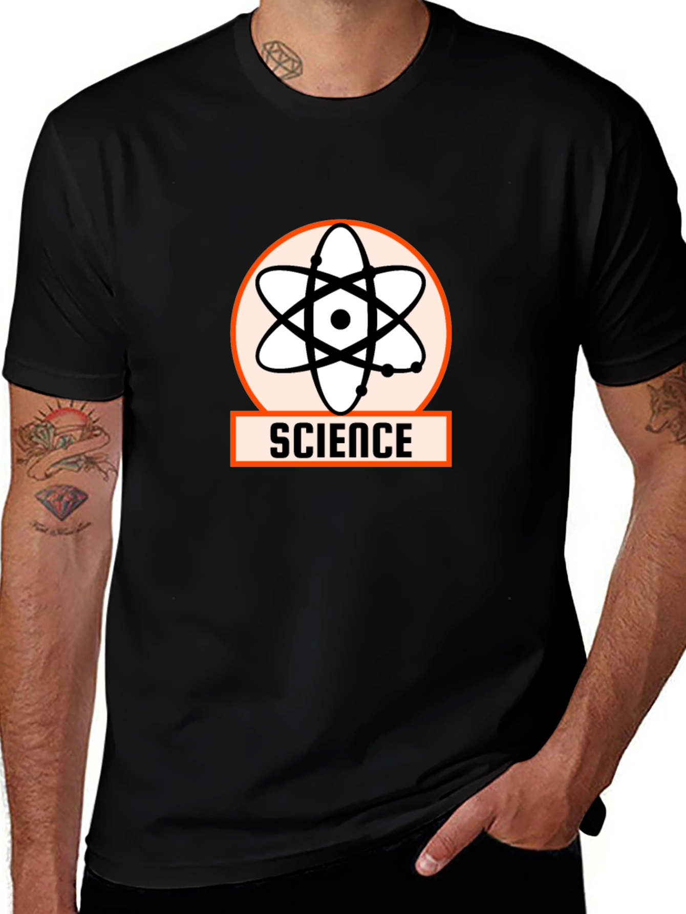 Science Atom Graphic Tee - Stylish Black T-Shirt