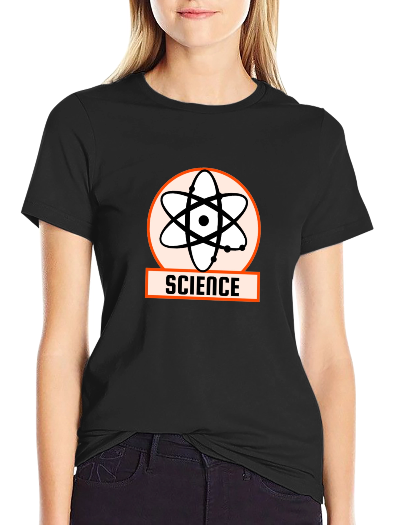 Science Atom Graphic Tee - Stylish Black T-Shirt