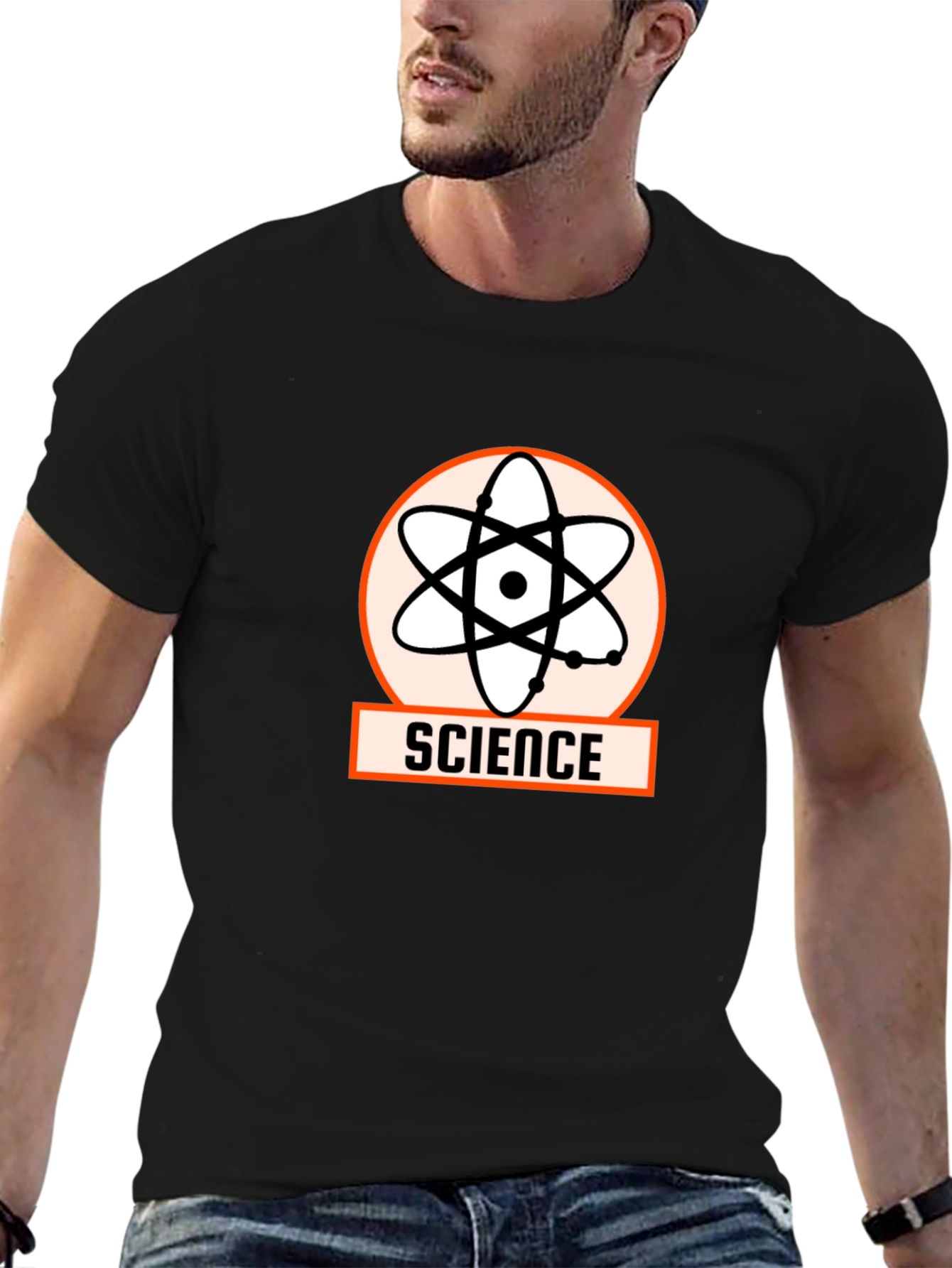 Science Atom Graphic Tee - Stylish Black T-Shirt