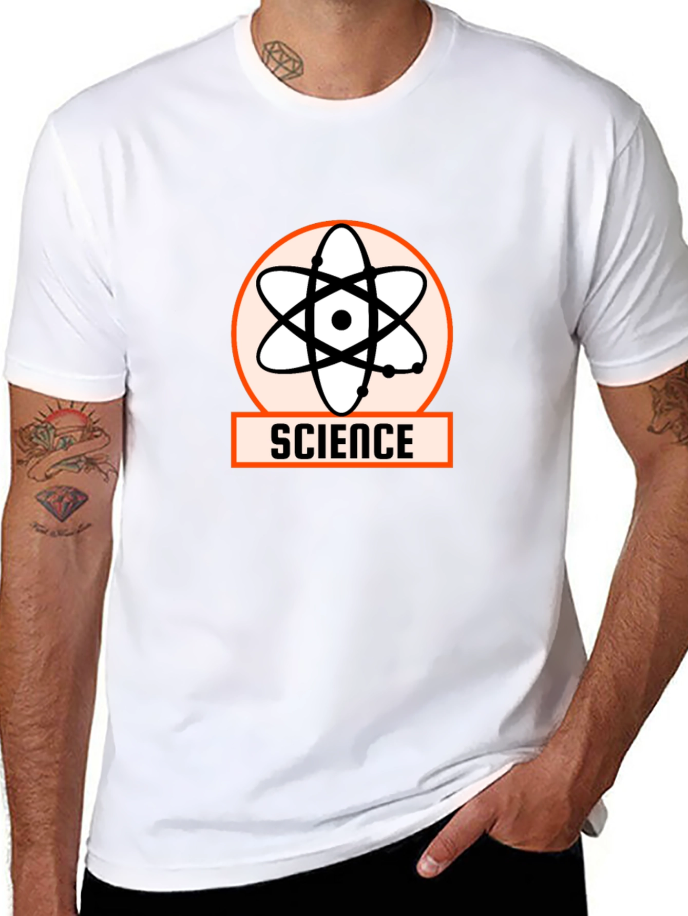 Science Atom Graphic Tee - Stylish Black T-Shirt