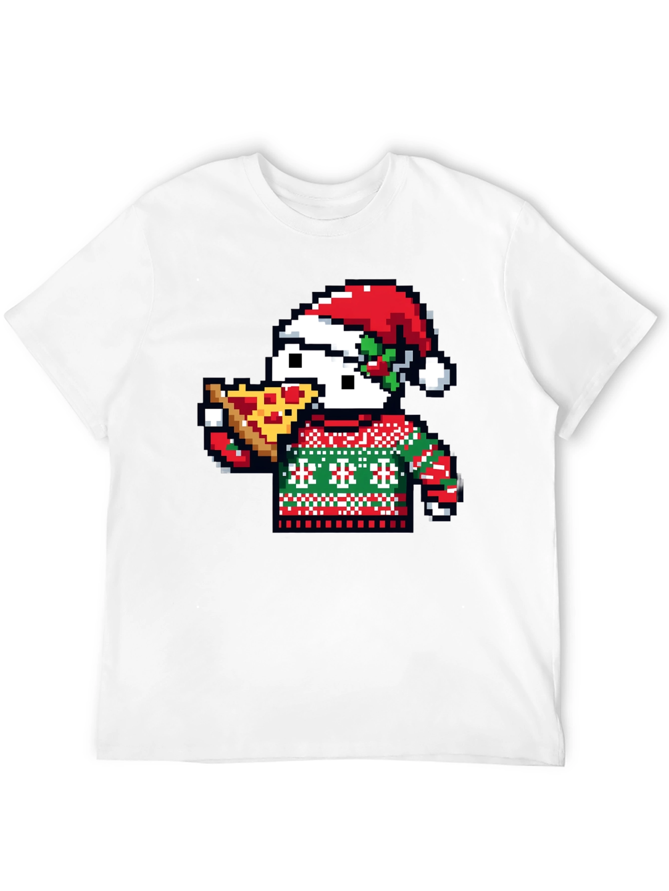 Pixel Santa Pizza T-Shirt