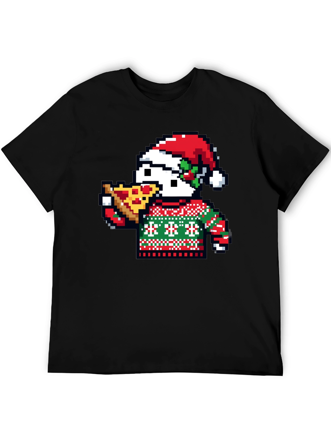 Pixel Santa Pizza T-Shirt