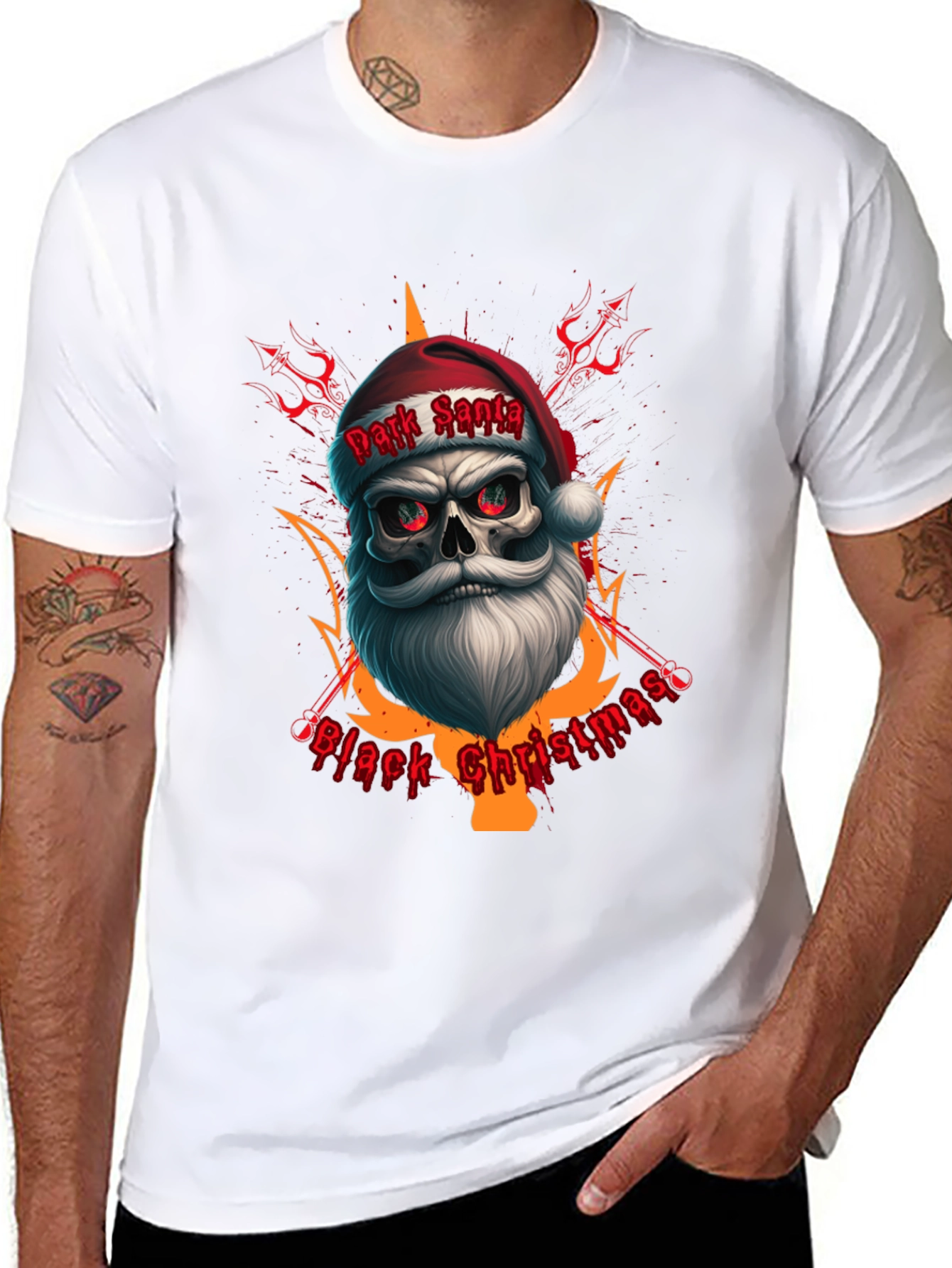 Dark Santa Black Christmas Graphic Tee