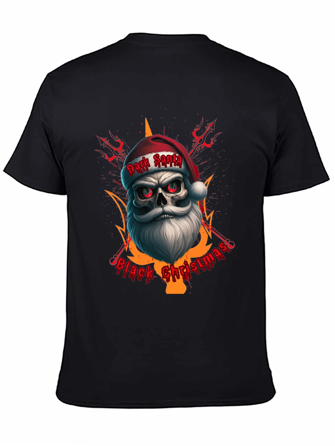 Dark Santa Black Christmas Graphic Tee