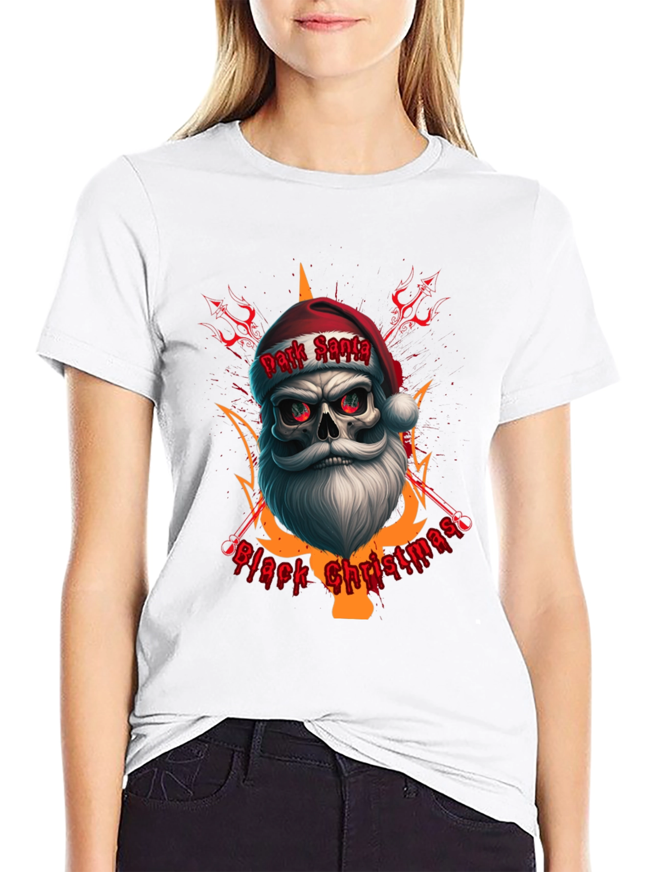 Dark Santa Black Christmas Graphic Tee