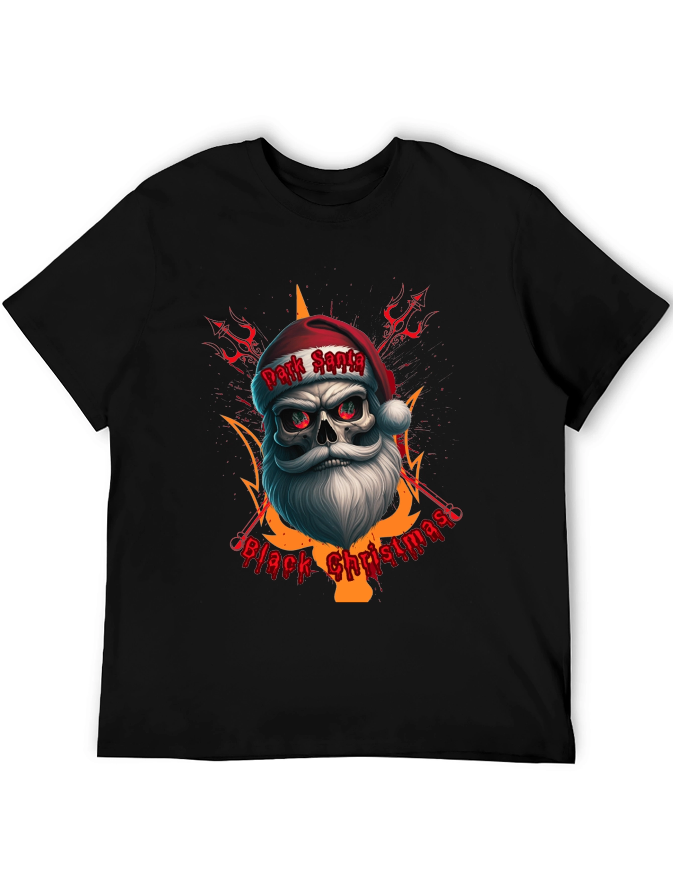 Dark Santa Black Christmas Graphic Tee