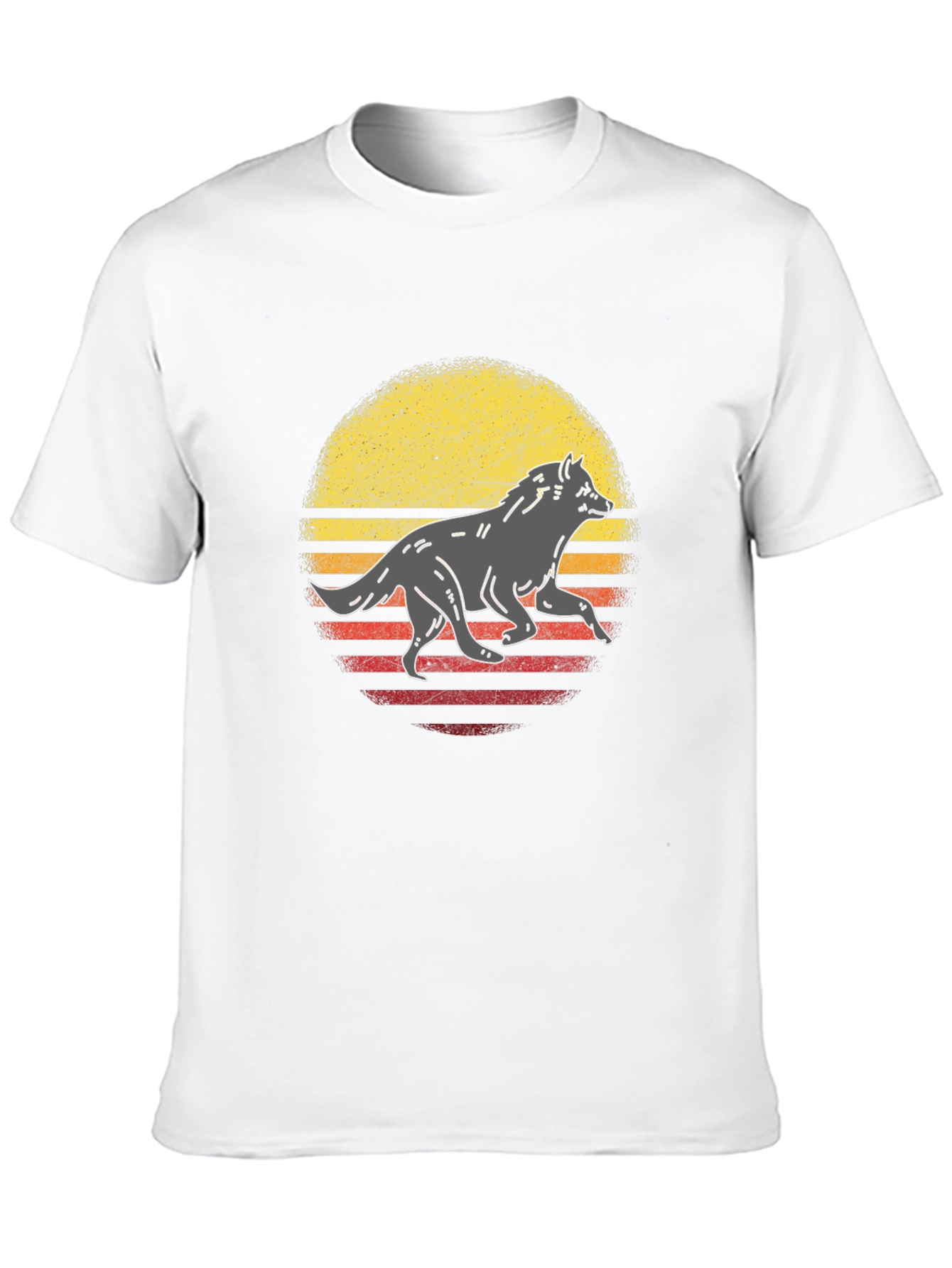 Retro Wolf Graphic Tee - Black Cotton T-Shirt