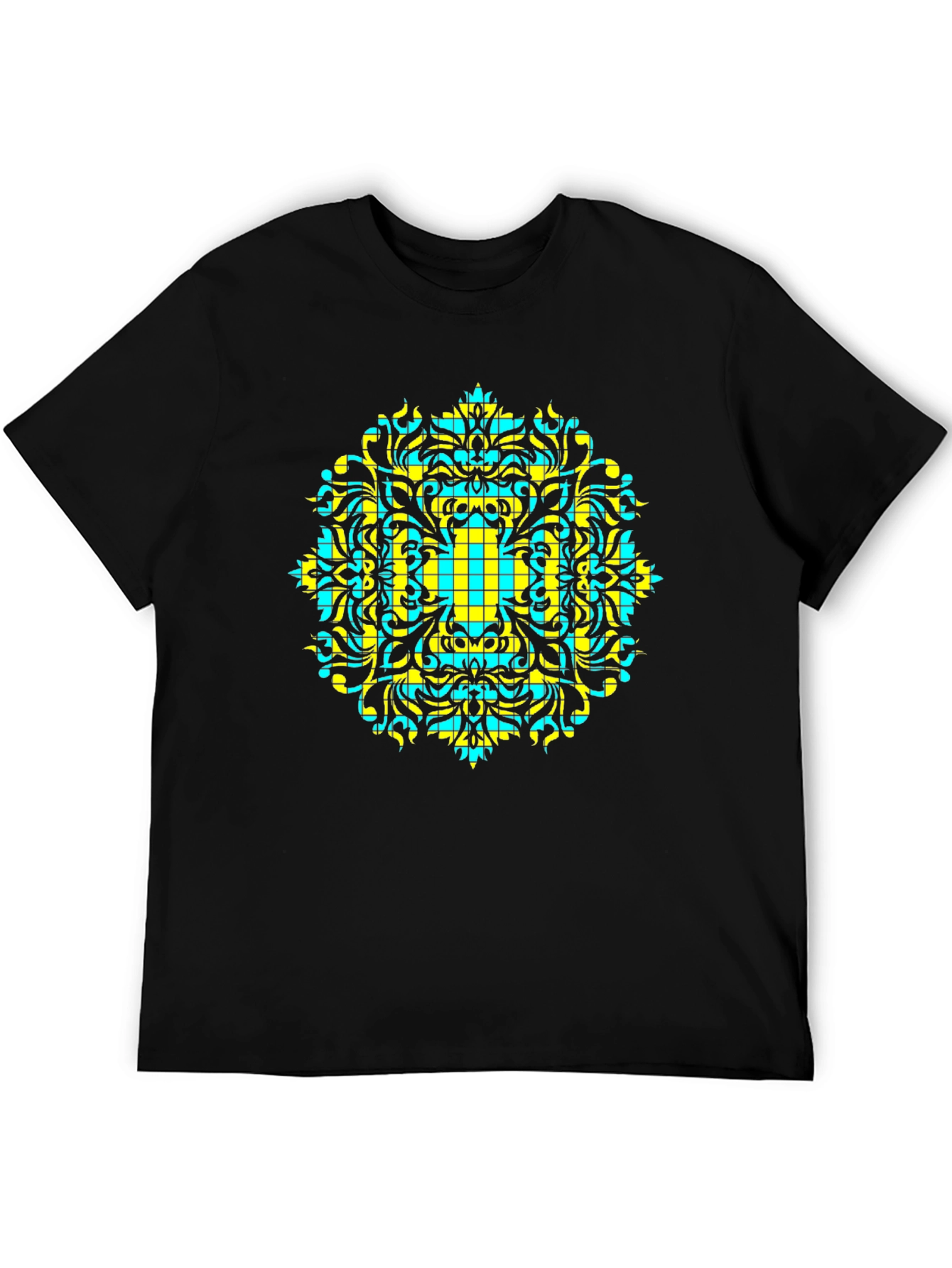 Geometric Patterned Black T-Shirt