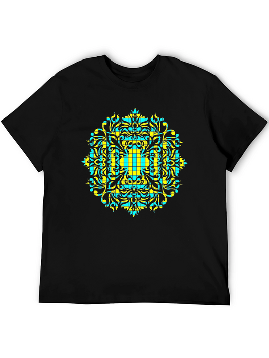 Geometric Patterned Black T-Shirt