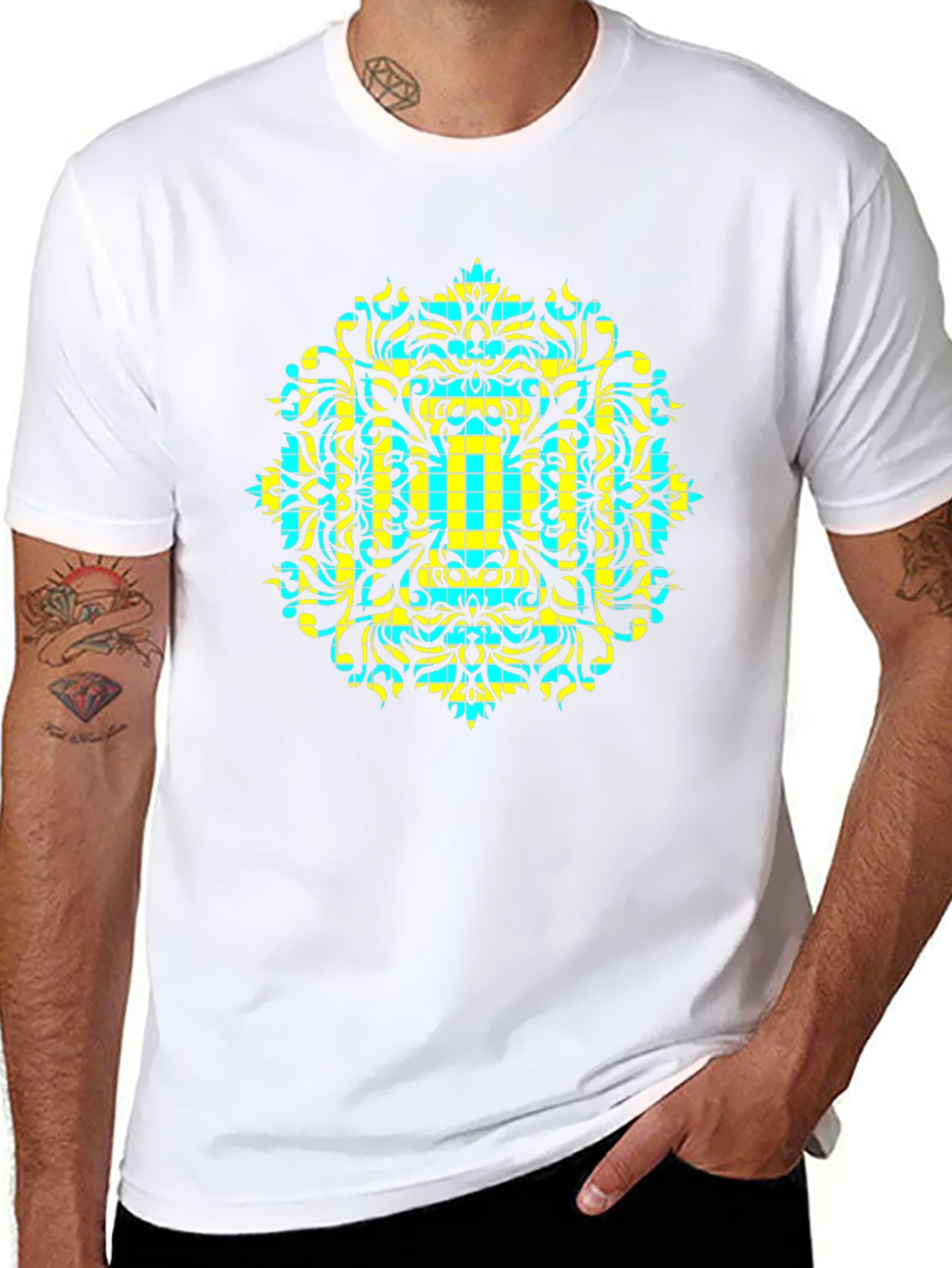 Geometric Patterned Black T-Shirt