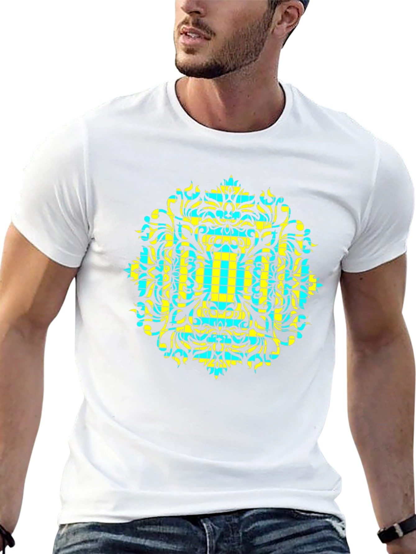 Geometric Patterned Black T-Shirt