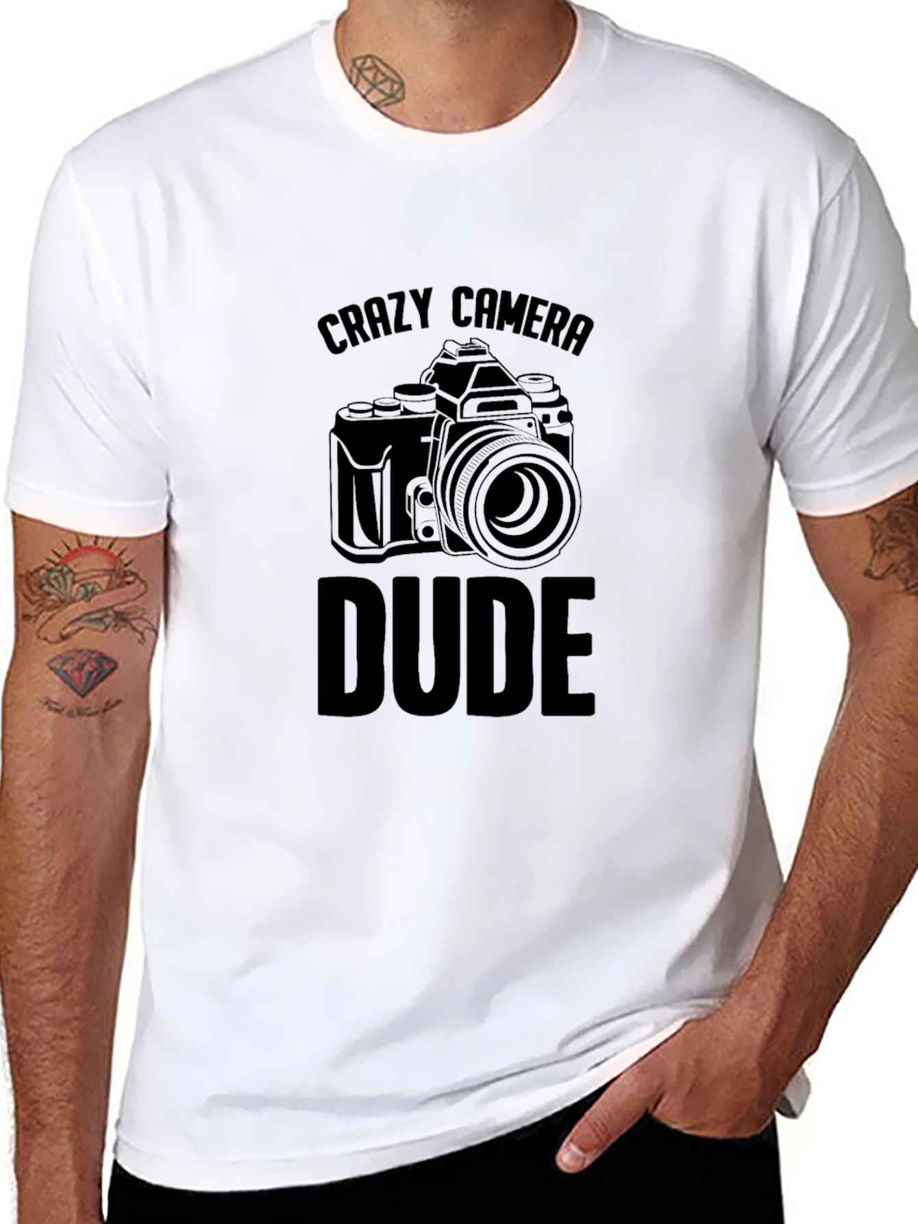 Crazy Camera Dude Black T-Shirt