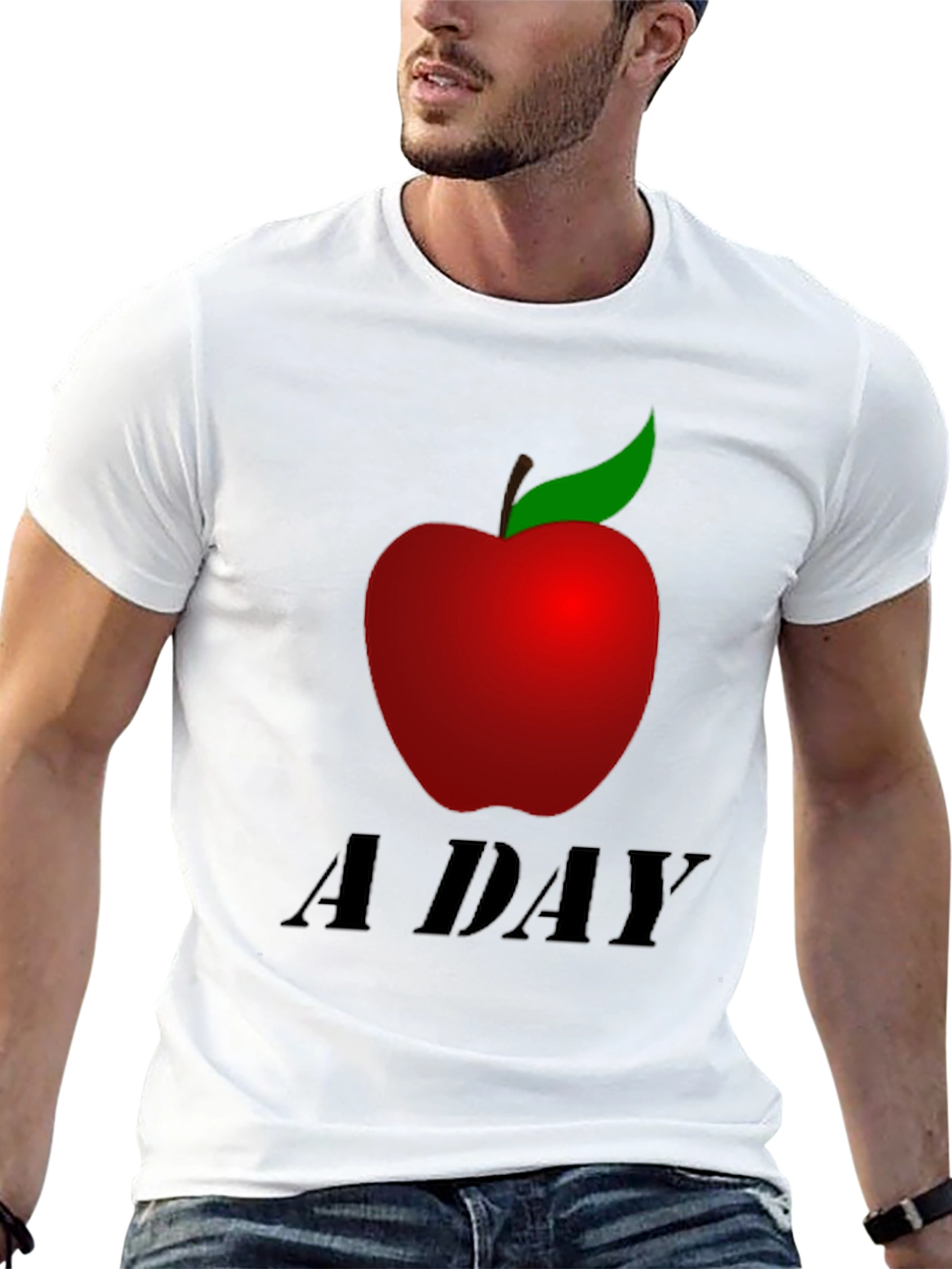 Apple A Day Graphic Tee - Black Casual T-Shirt