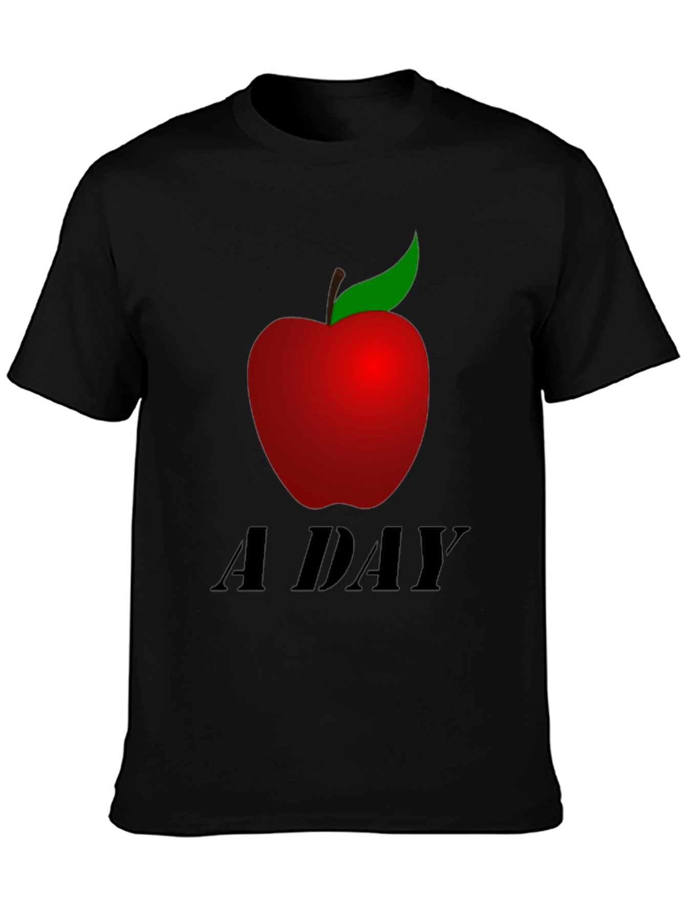 Apple A Day Graphic Tee - Black Casual T-Shirt