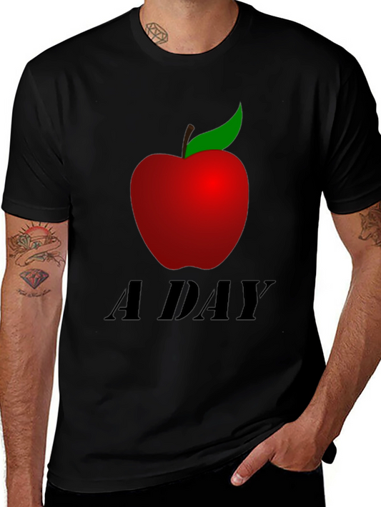 Apple A Day Graphic Tee - Black Casual T-Shirt