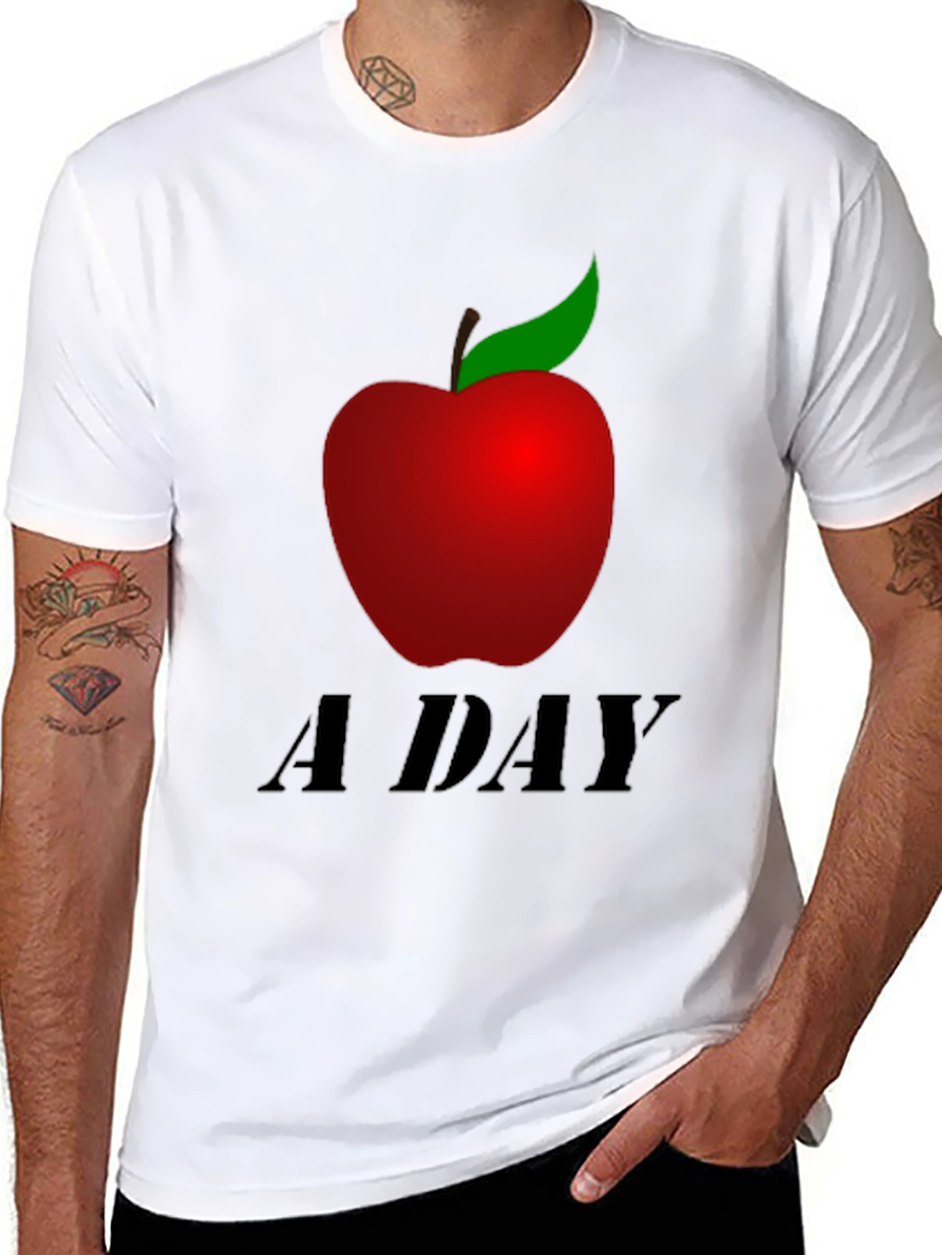 Apple A Day Graphic Tee - Black Casual T-Shirt