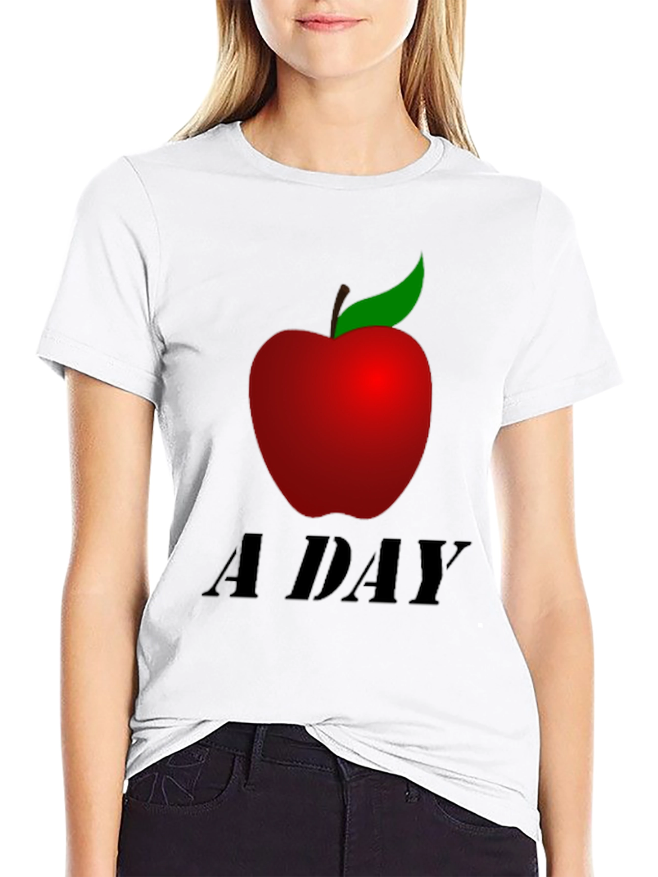 Apple A Day Graphic Tee - Black Casual T-Shirt