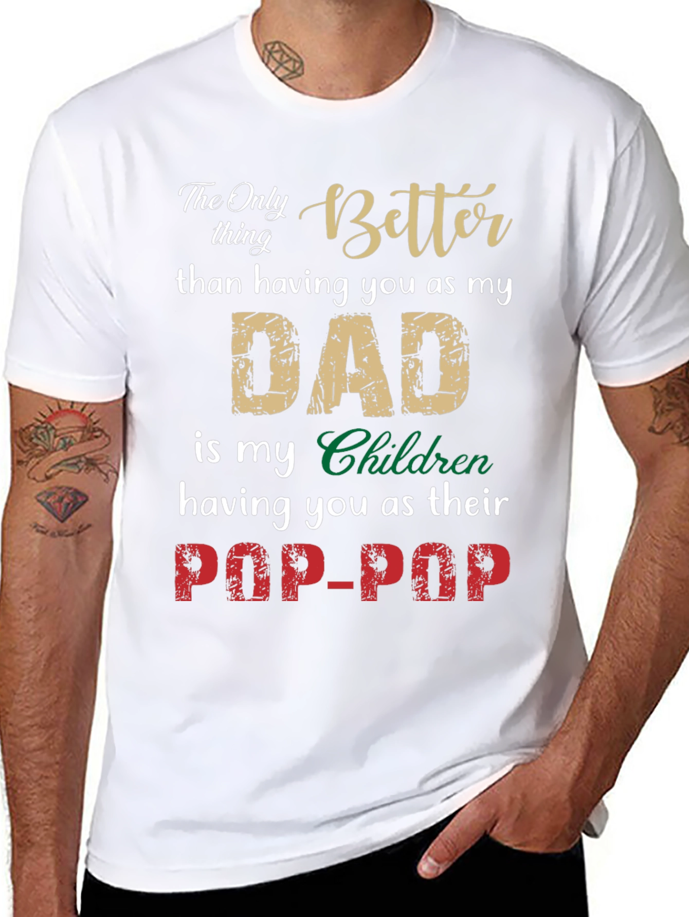 Dad to Pop-Pop Graphic Tee - Family Gift