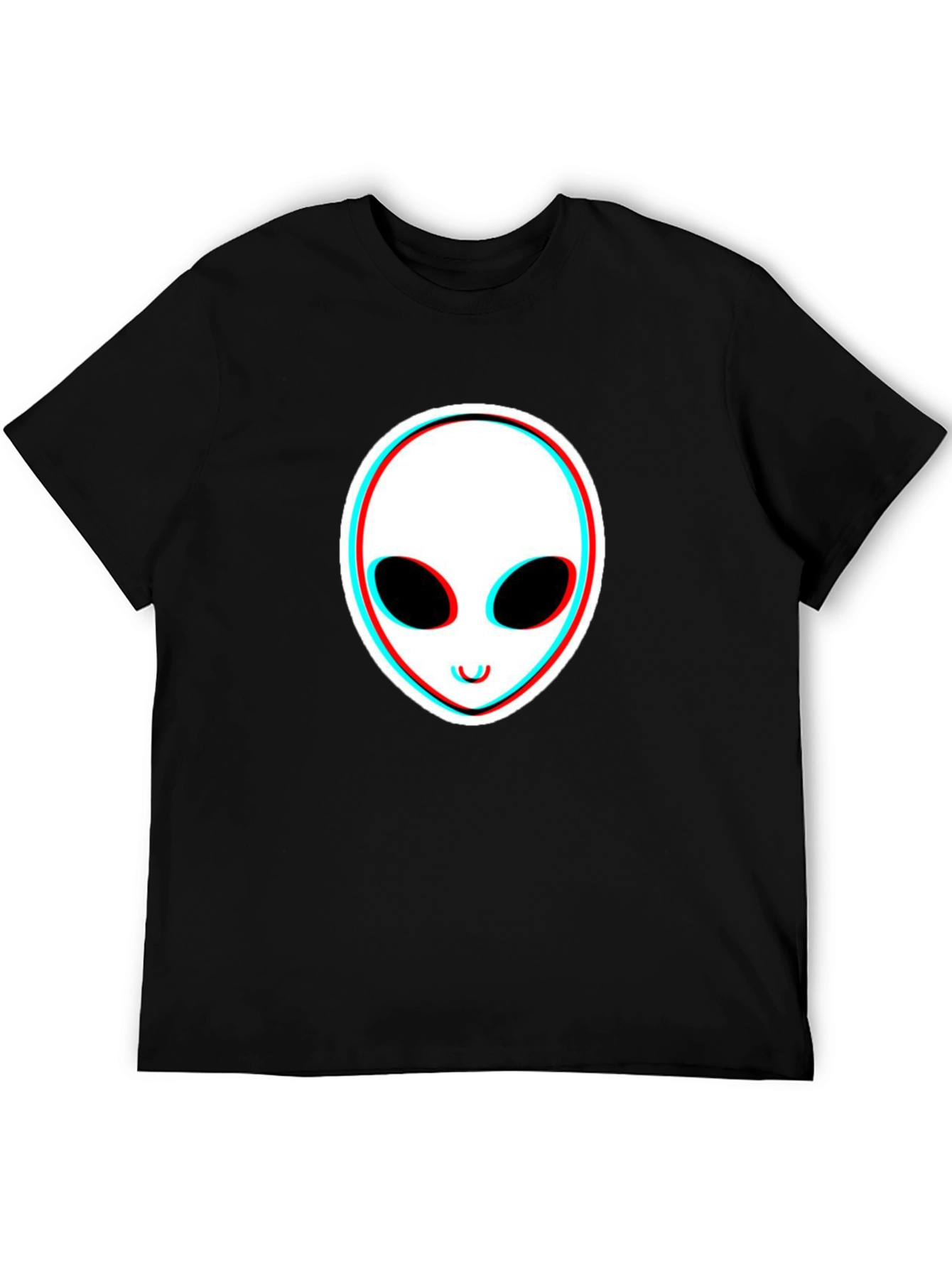 Alien Face Glitch Black T-Shirt