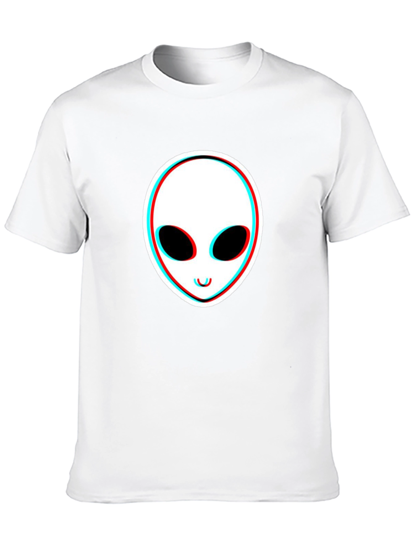 Alien Face Glitch Black T-Shirt