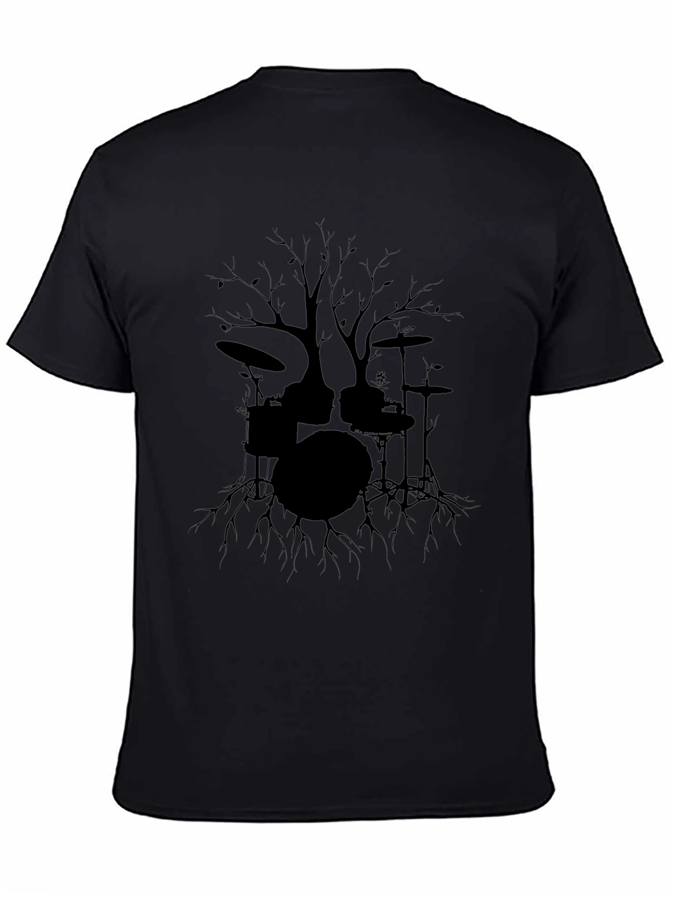Drum Set Tree Graphic Tee - Black Cotton