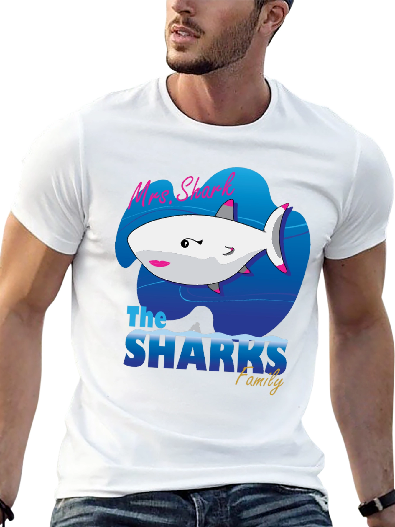 Mrs. Shark Family Graphic Tee - Black