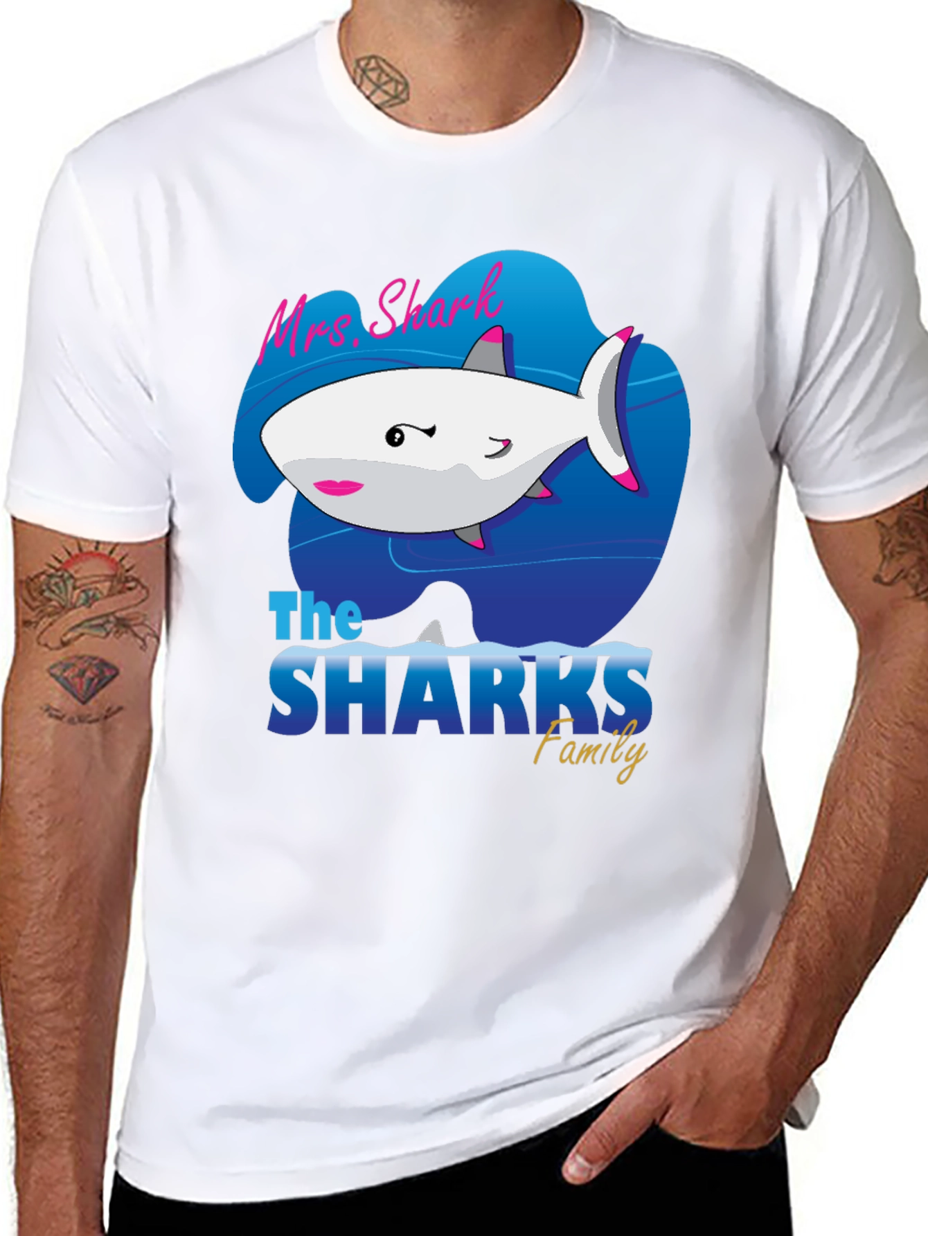 Mrs. Shark Family Graphic Tee - Black