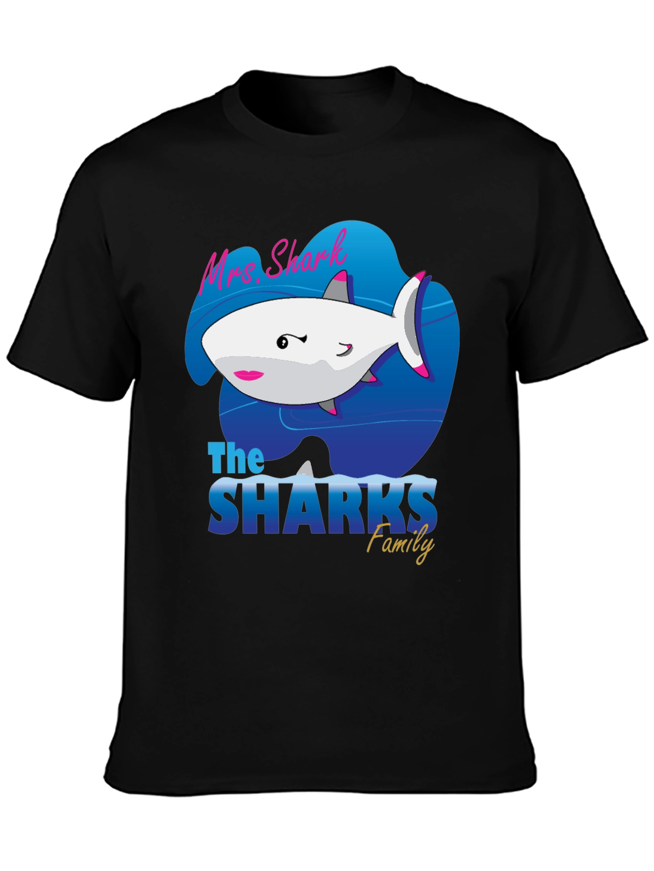 Mrs. Shark Family Graphic Tee - Black