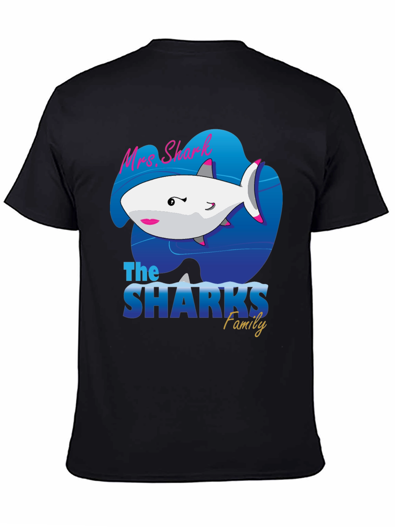 Mrs. Shark Family Graphic Tee - Black