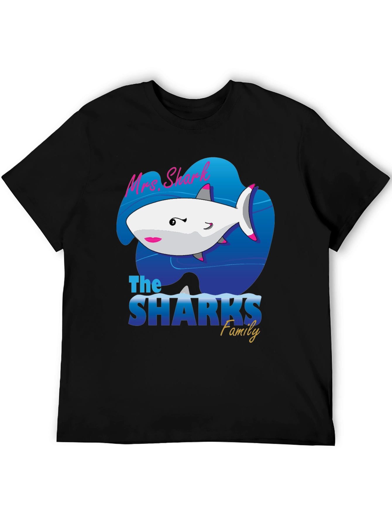 Mrs. Shark Family Graphic Tee - Black