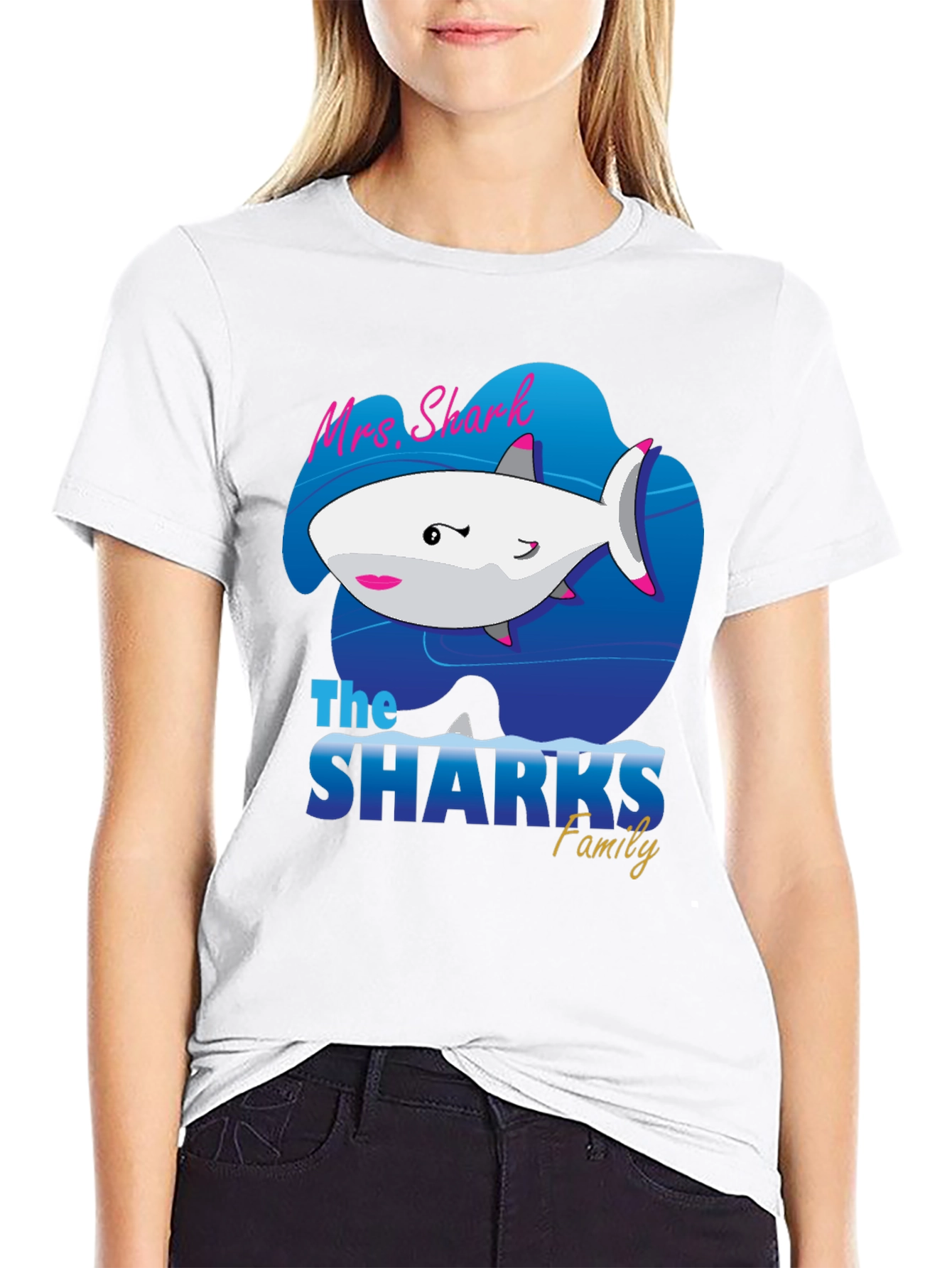 Mrs. Shark Family Graphic Tee - Black