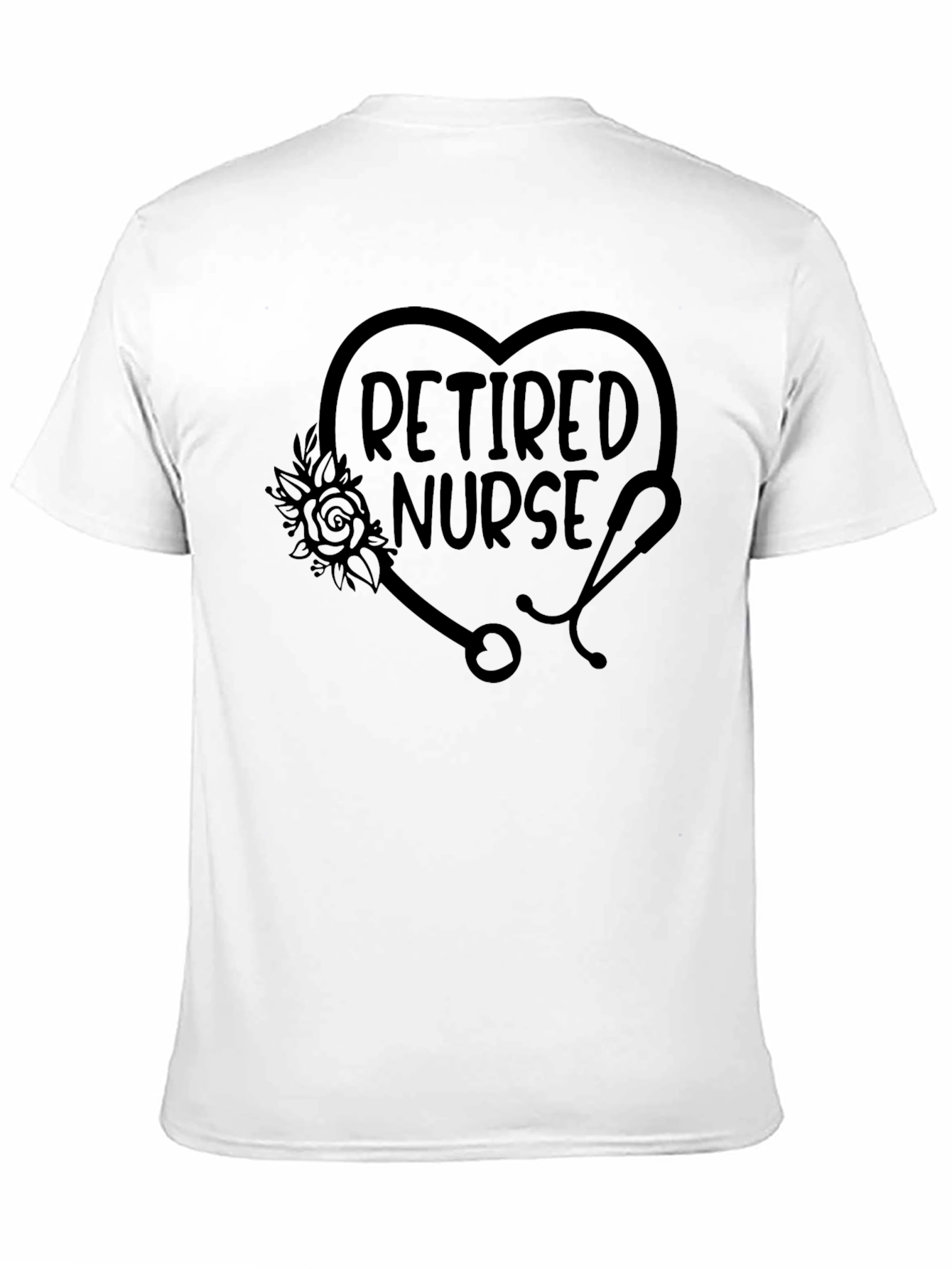 Retired Nurse T-Shirt - Floral Stethoscope Heart Tee