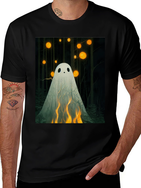 Ghostly Flames Graphic Tee - Halloween Shirt